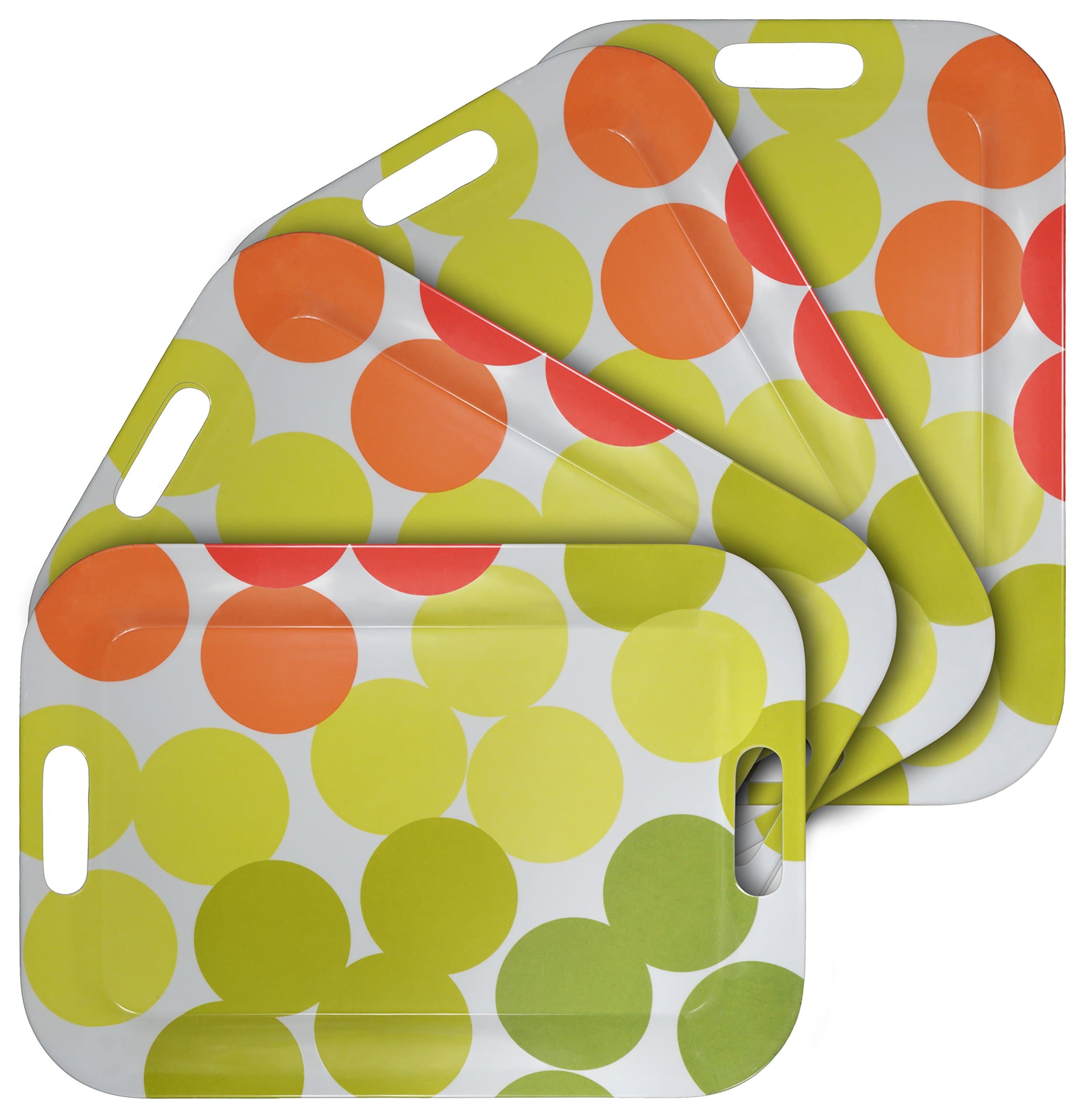 WUMN Colorful Plastic Serving Tray with Handles, BPA-Free Safety Fast Food Tray, Rectangular Melamine Tray 42 x 30cm,Serving Plate and Platters - Set of 4