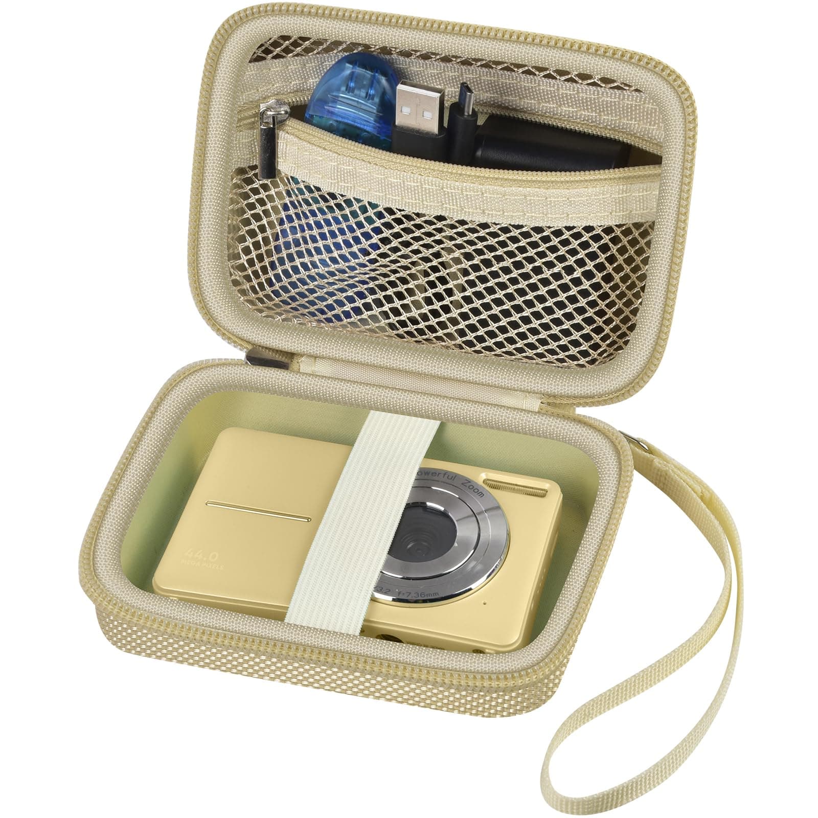 Case Compatible with VAHOIALD FHD 1080P Digital Camera/for CAMKORY Digital Point and Shoot/for Kodak PIXPRO FZ45-BK 16MP Vlogging/for IWEUKJLO/for Nsoela, Holder for SD Card More (Light Brown)