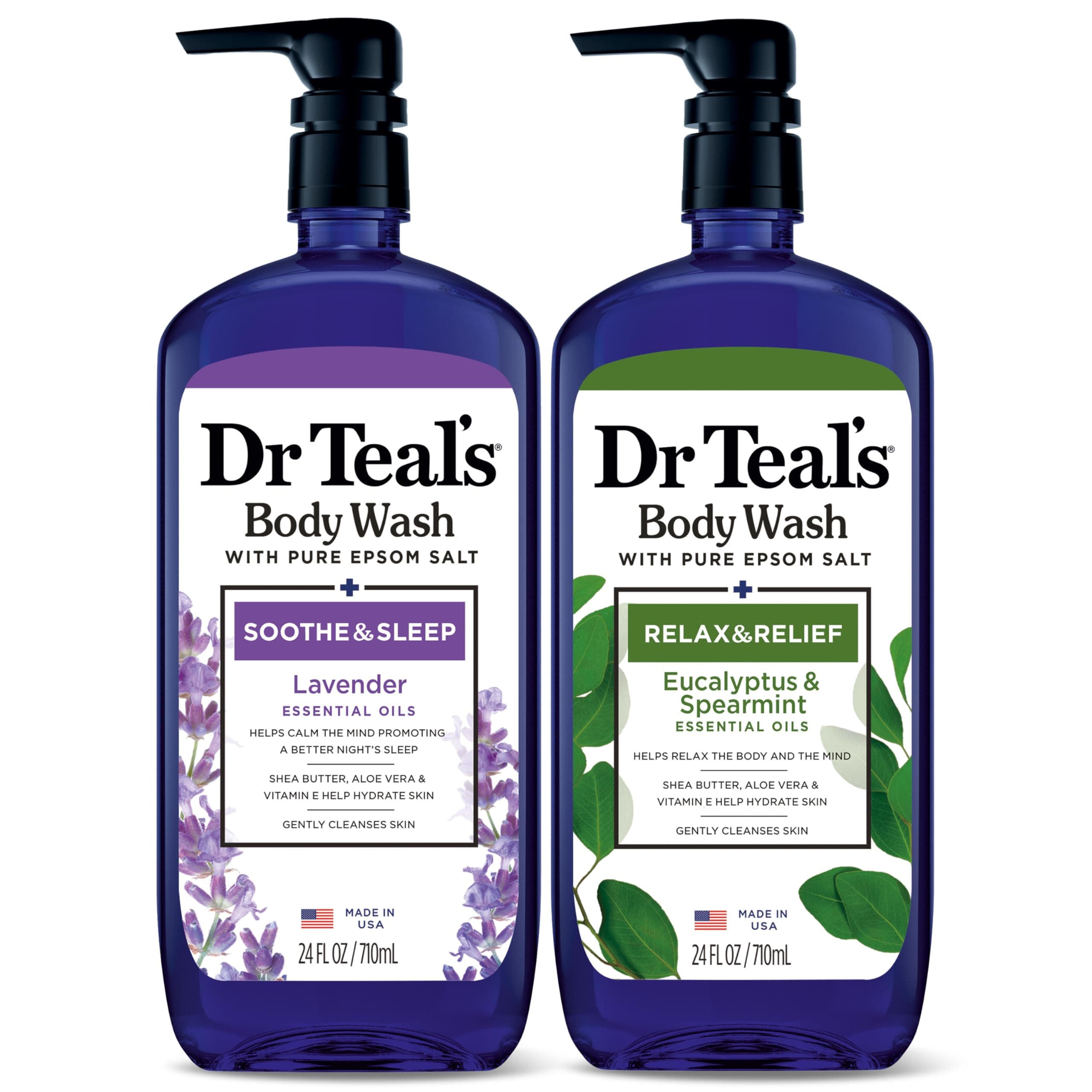Body Wash with Pure Epsom Salt, Lavender & Eucalyptus, 24 fl oz (Pack of 2)