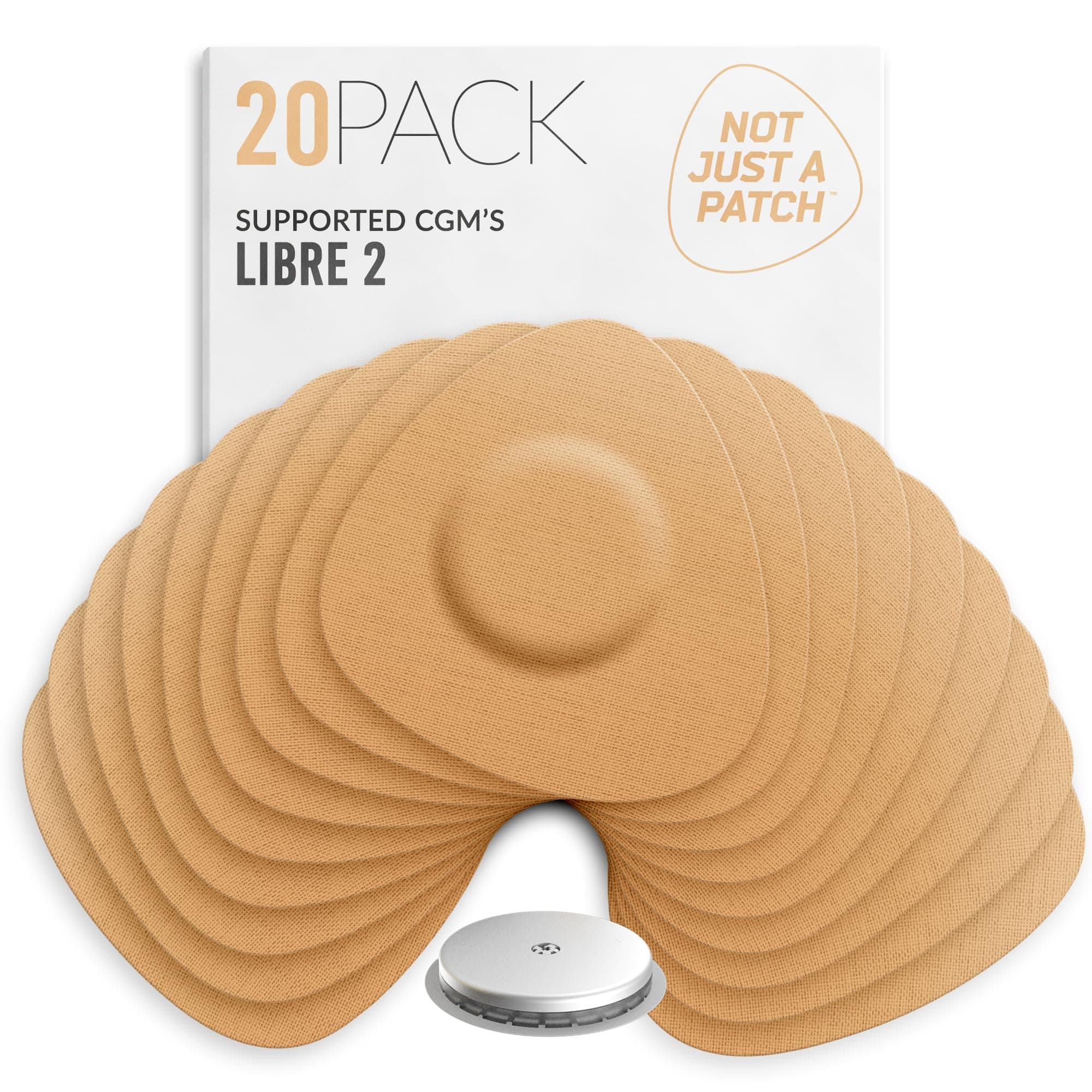 Freestyle Libre 2 Sensor Covers (20 Pack) Lingo CGM Patches for Freestyle Libre 2 - Water Resistant & Durable for 10-14 Days - Beige