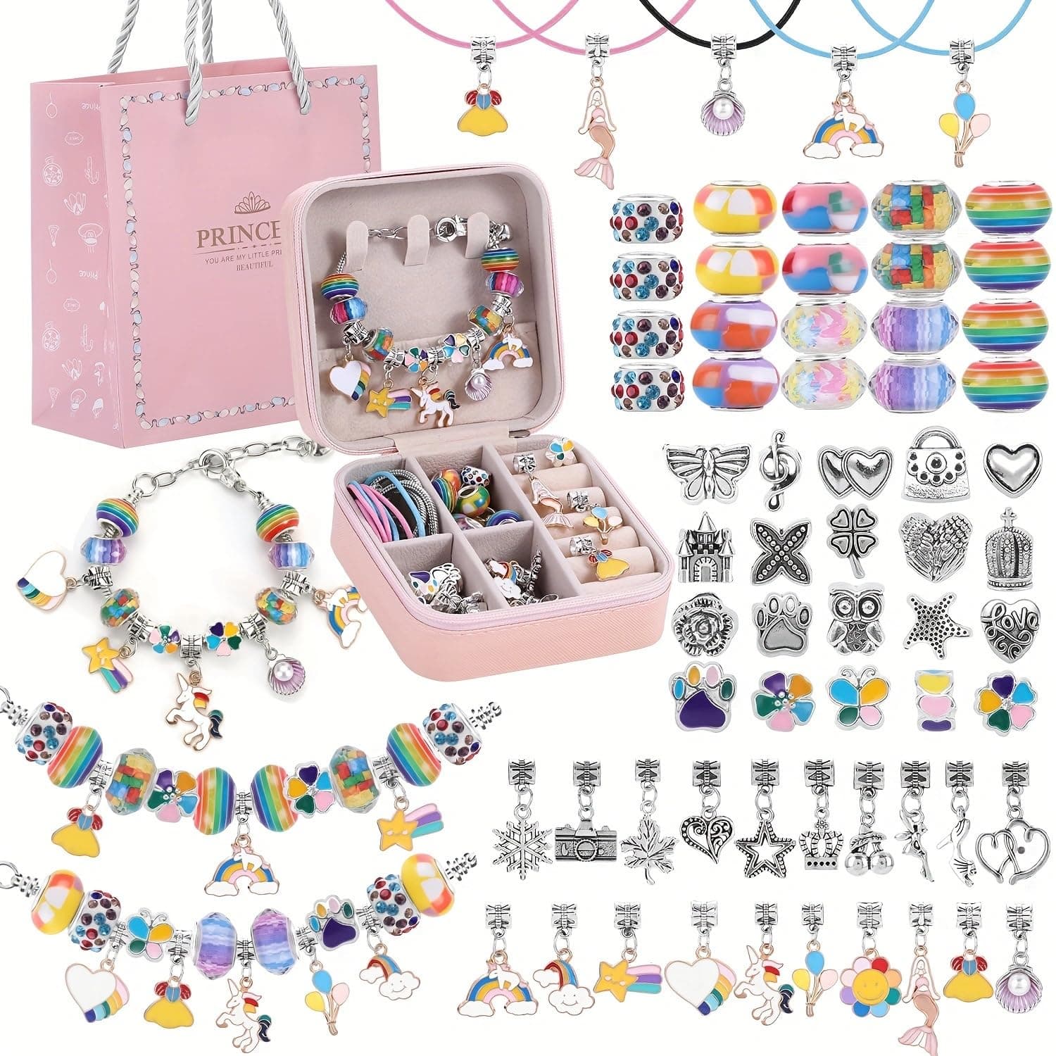 Beauenty Bracelet Making Kit for Girls,68PCs Charm Bracelets Kit with Jewelry Box, Jewelry Charms, Bracelets for DIY Craft, Jewelrys Gift for Adults and Kids，Present For 3-12 Year Old Girl (Option 26)