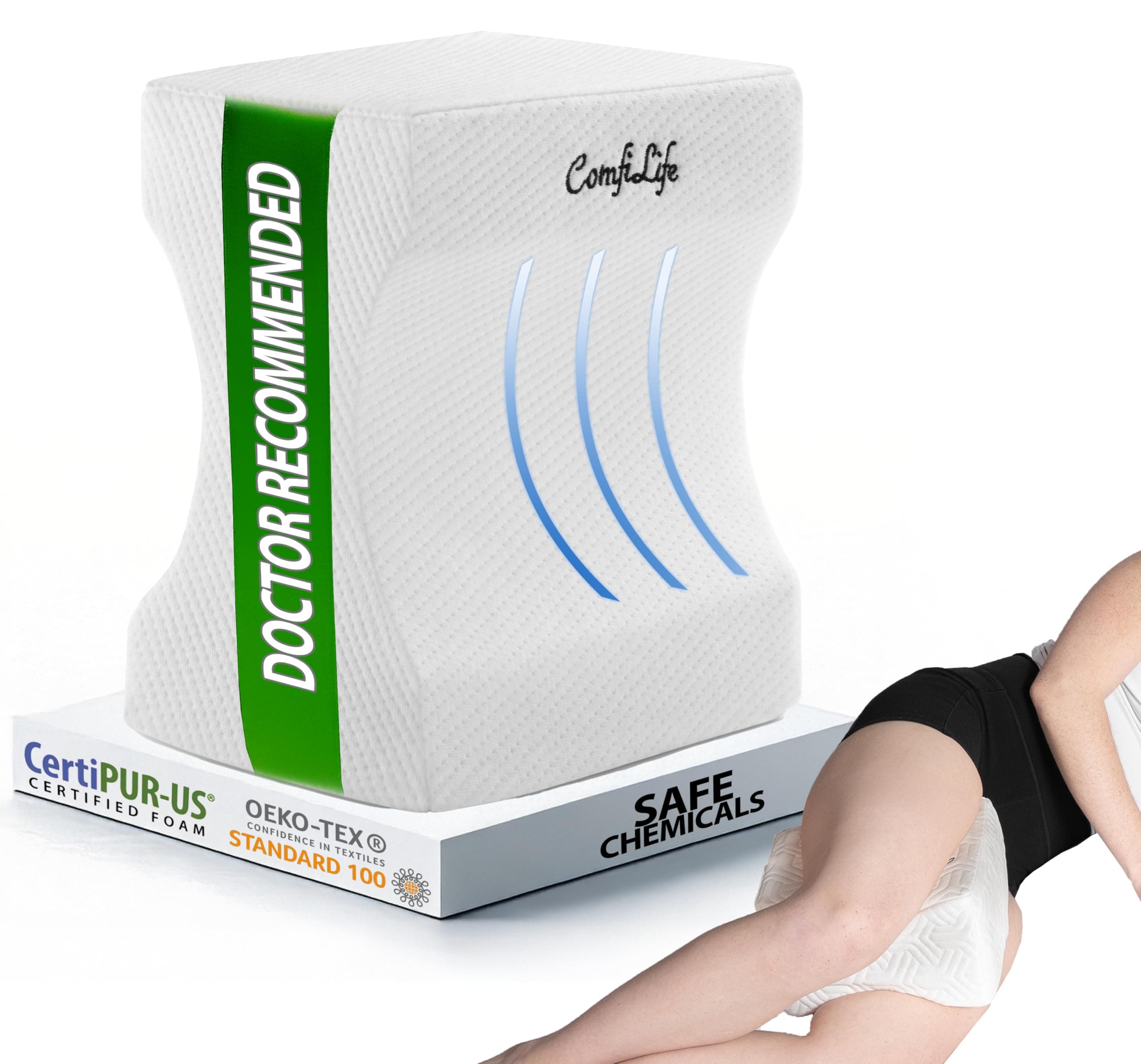 ComfiLife Orthopedic Knee and Leg Pillow for Side Sleepers Sleeping - 100% Polyurethane Foam for Back Pain, Hip Pain Relief