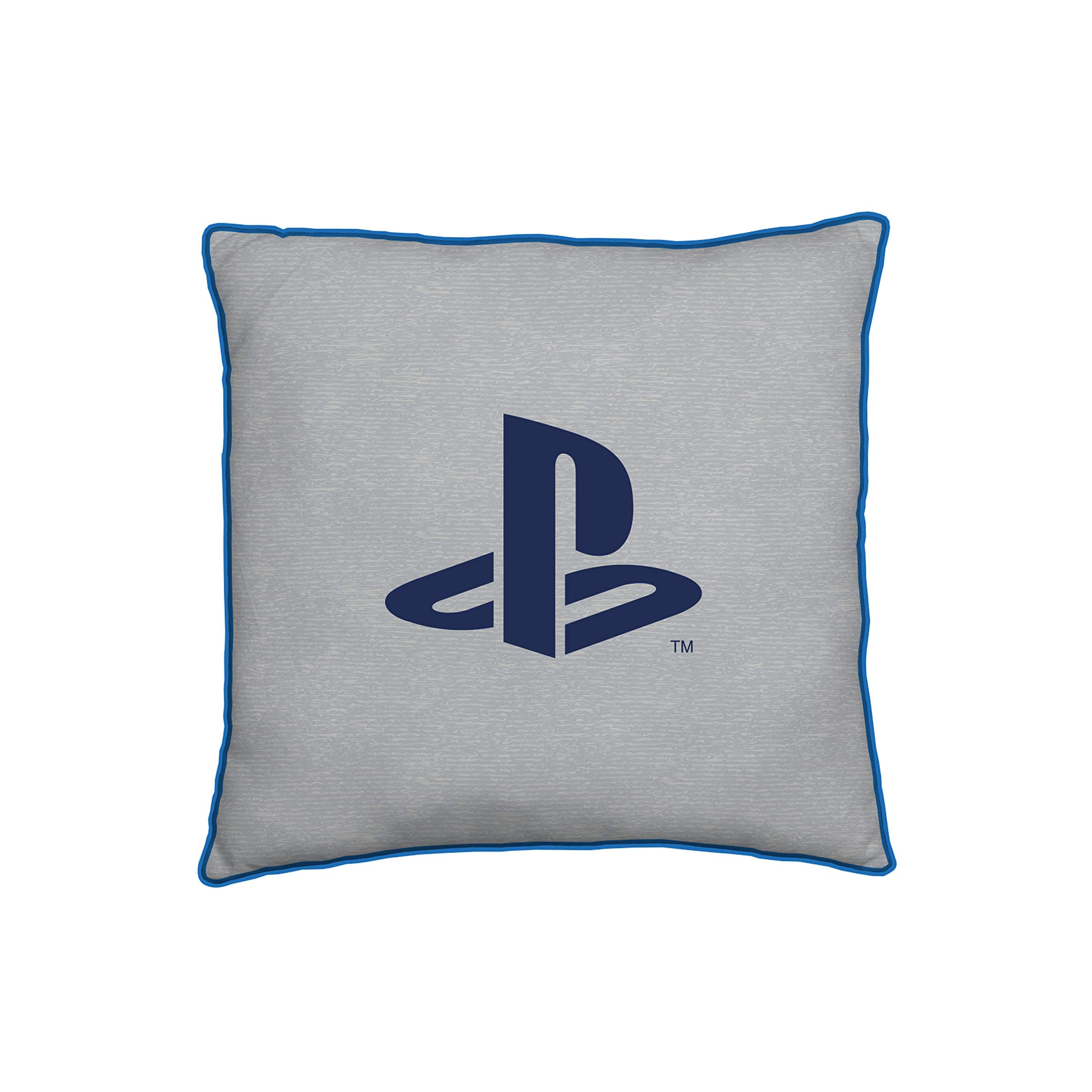 PlayStation Character World Official Square Cushion Pillow | blue Sony Merch Featuring Classic, Officially Licensed Reversible Two Sided Design, 40 x 40cm PYSBLECU001UK