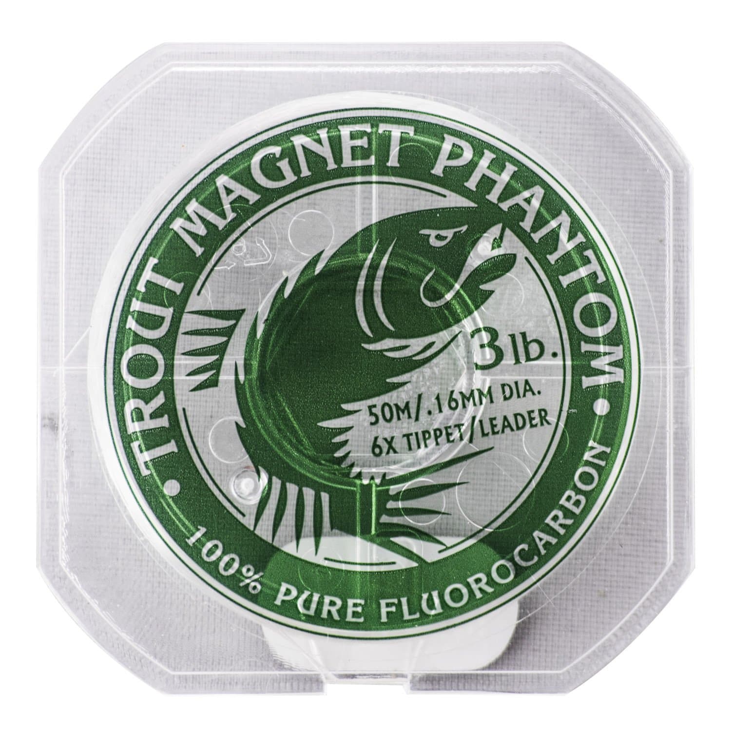 Phantom Fluorocarbon Leader – Ultra-Invisible, 100% Fluorocarbon Clear Leader Line (Tippet) for Trout & Clear Water Fishing - 50 Meter Spool