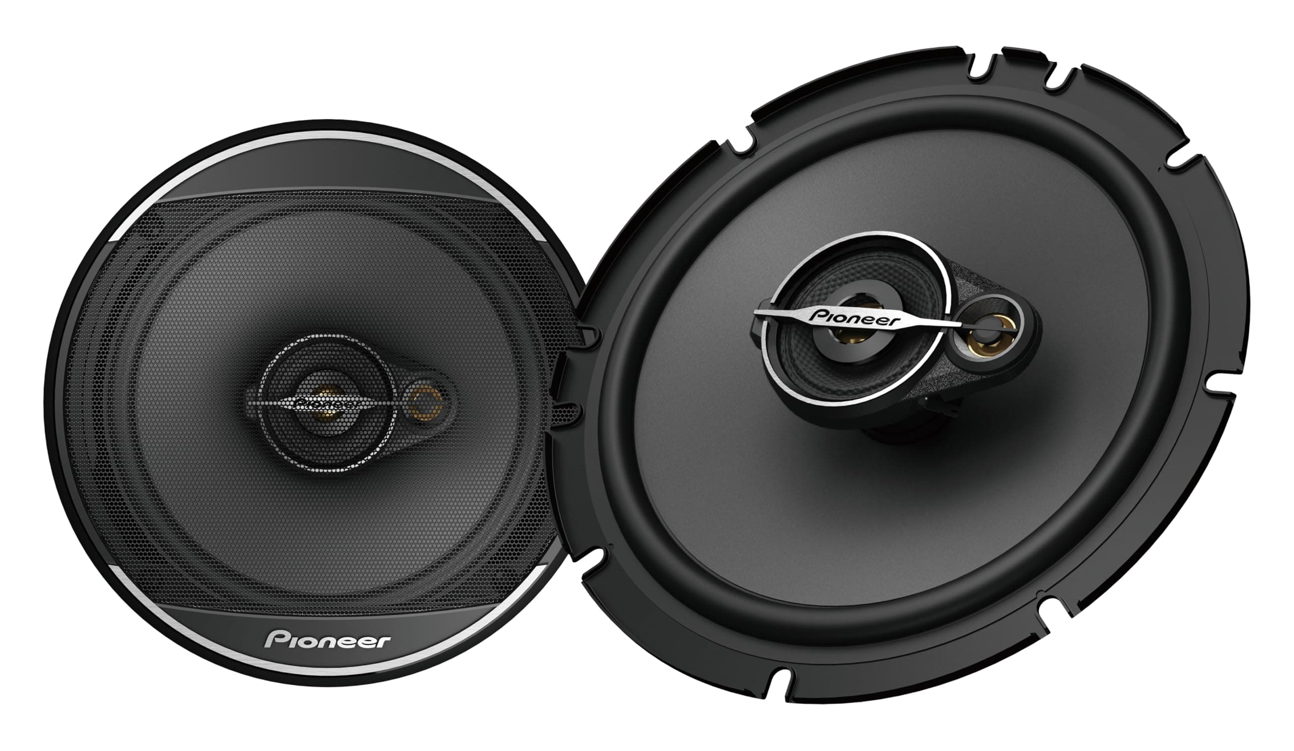 PIONEER A-Series Standard TS-A1671F 6.5” 3-Way Speakers (Pair) – 320W Max, Balanced Sound + Smooth Treble, Enhanced Bass, Ideal Factory Upgrade, Installation Adaptors Included