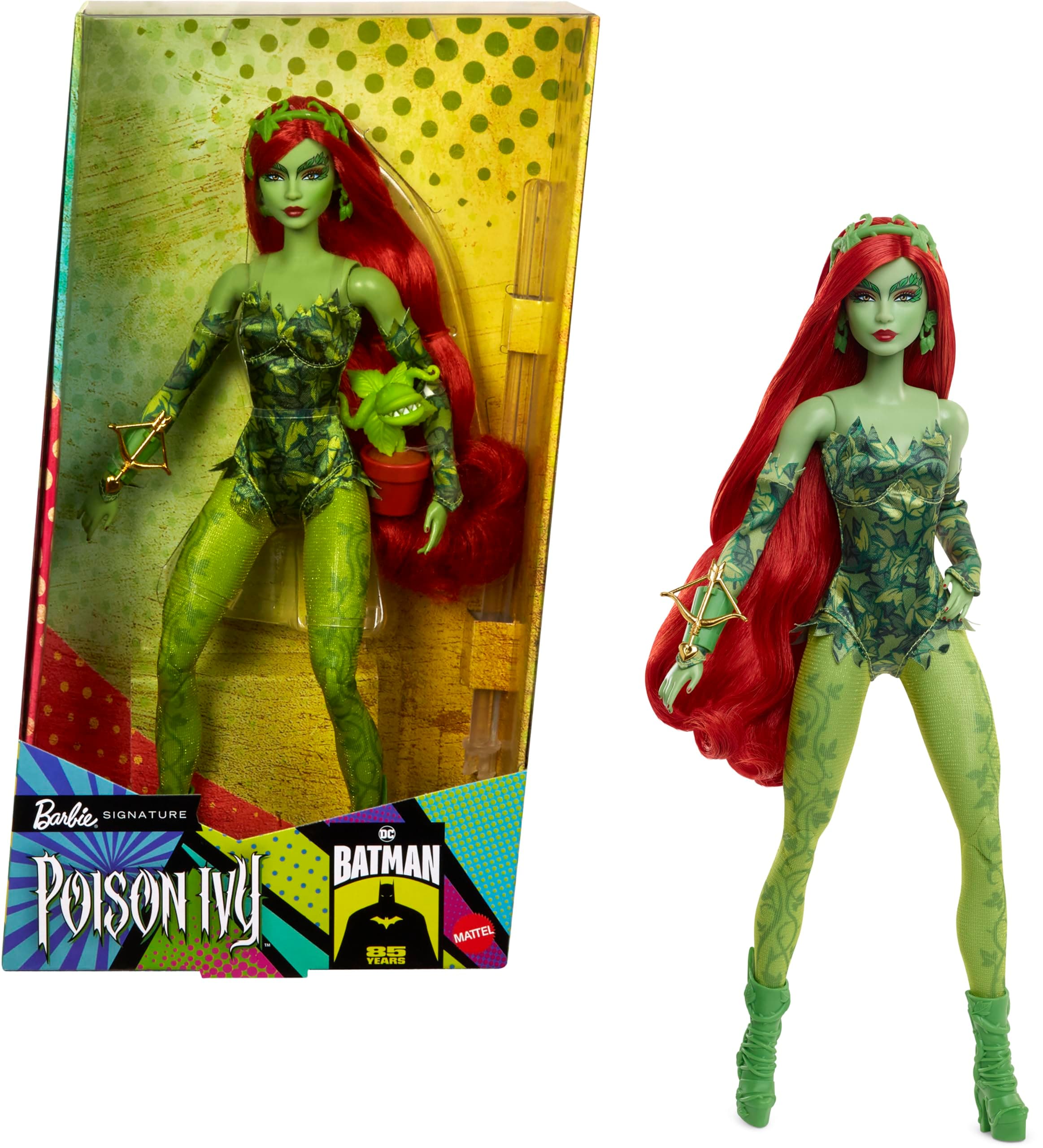 Signature Poison Ivy Collector Doll with Posable Body, Iconic Outfit, & Accessories, DC Batman 85th Anniversary Collectible