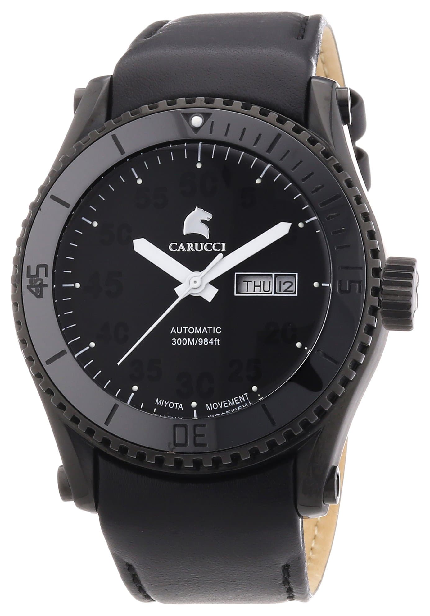 Carucci Watches Men's Automatic Watch Tarent CA2196BK-BK with Leather Strap