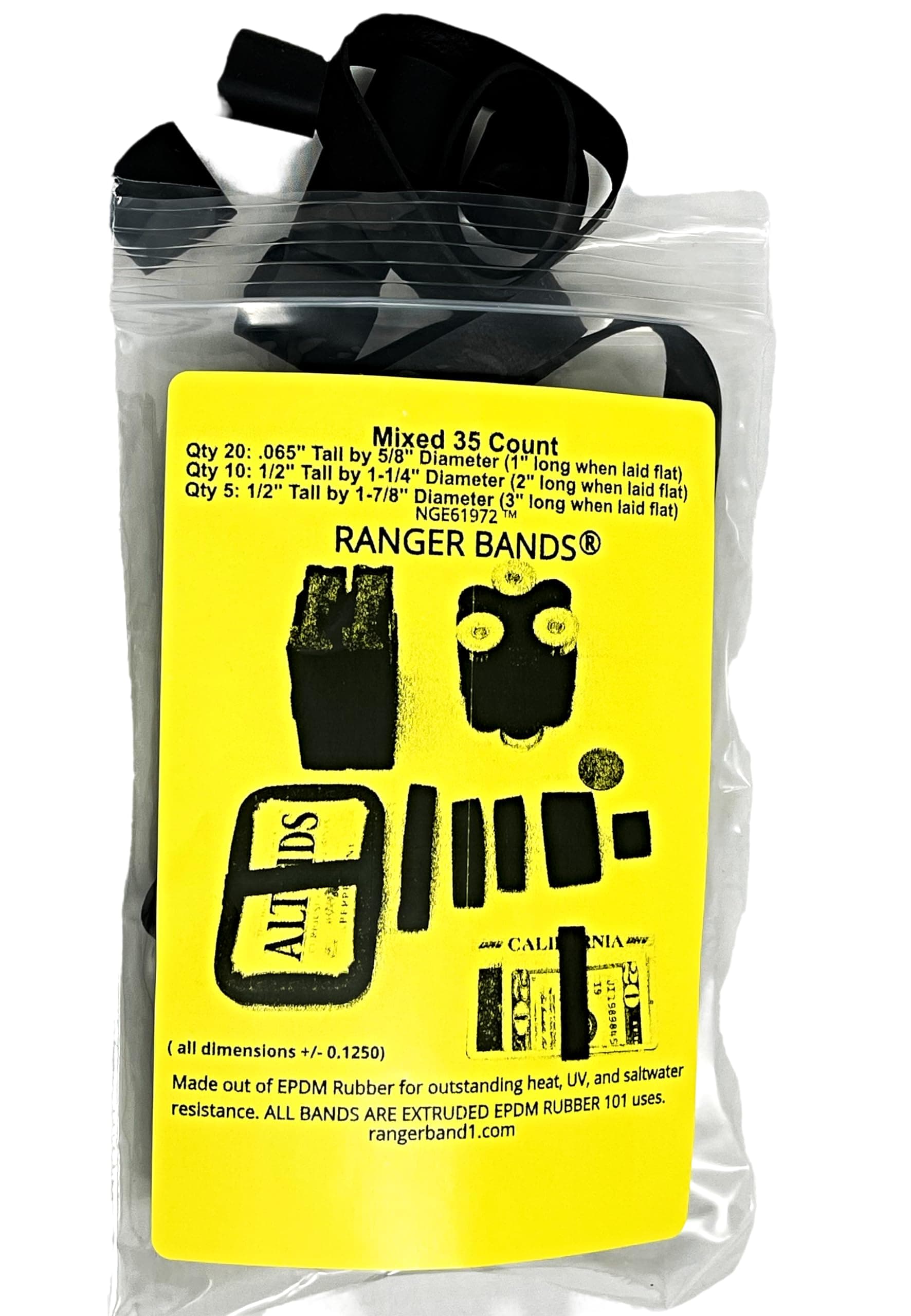 Ranger Bands® 35 Mixed Count Made from EPDM Rubber for Survival and Strapping Gear Made in The USA