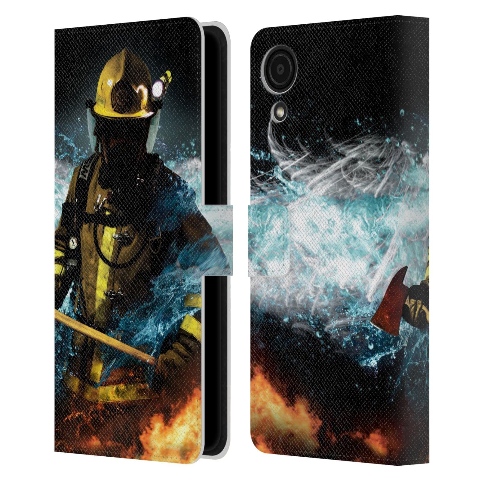 Head Case Designs Officially Licensed Jason Bullard Fireman 1 Firefighter Leather Book Wallet Case Cover Compatible With Samsung Galaxy A03 Core (2021)