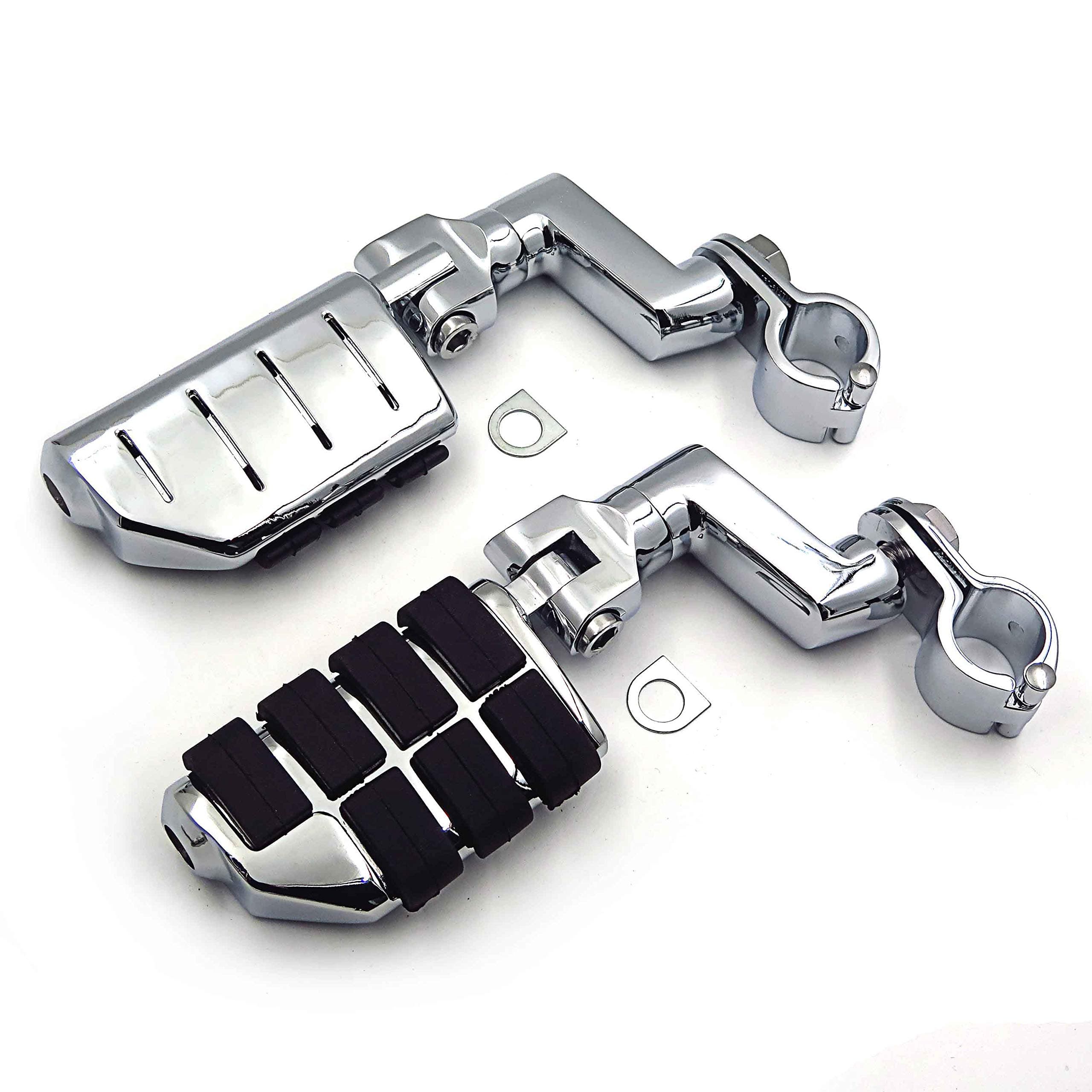 Chromed Highway Clamps 1.5" Large Foot Pegs Compatible with V-STAR Roadstar KAWASAKI VULCAN [B0125VNRN8]