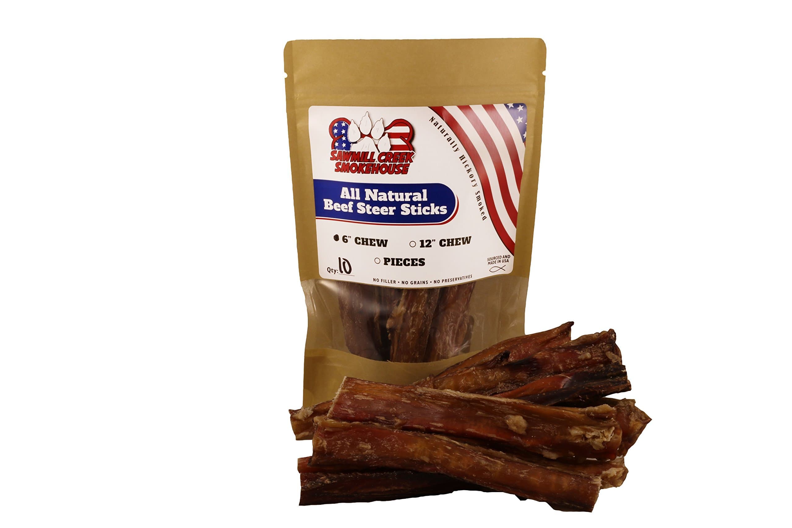 6" Beef Bully Sticks Odorless Sourced & Made USA Natural USDA Certified (10 Pack)