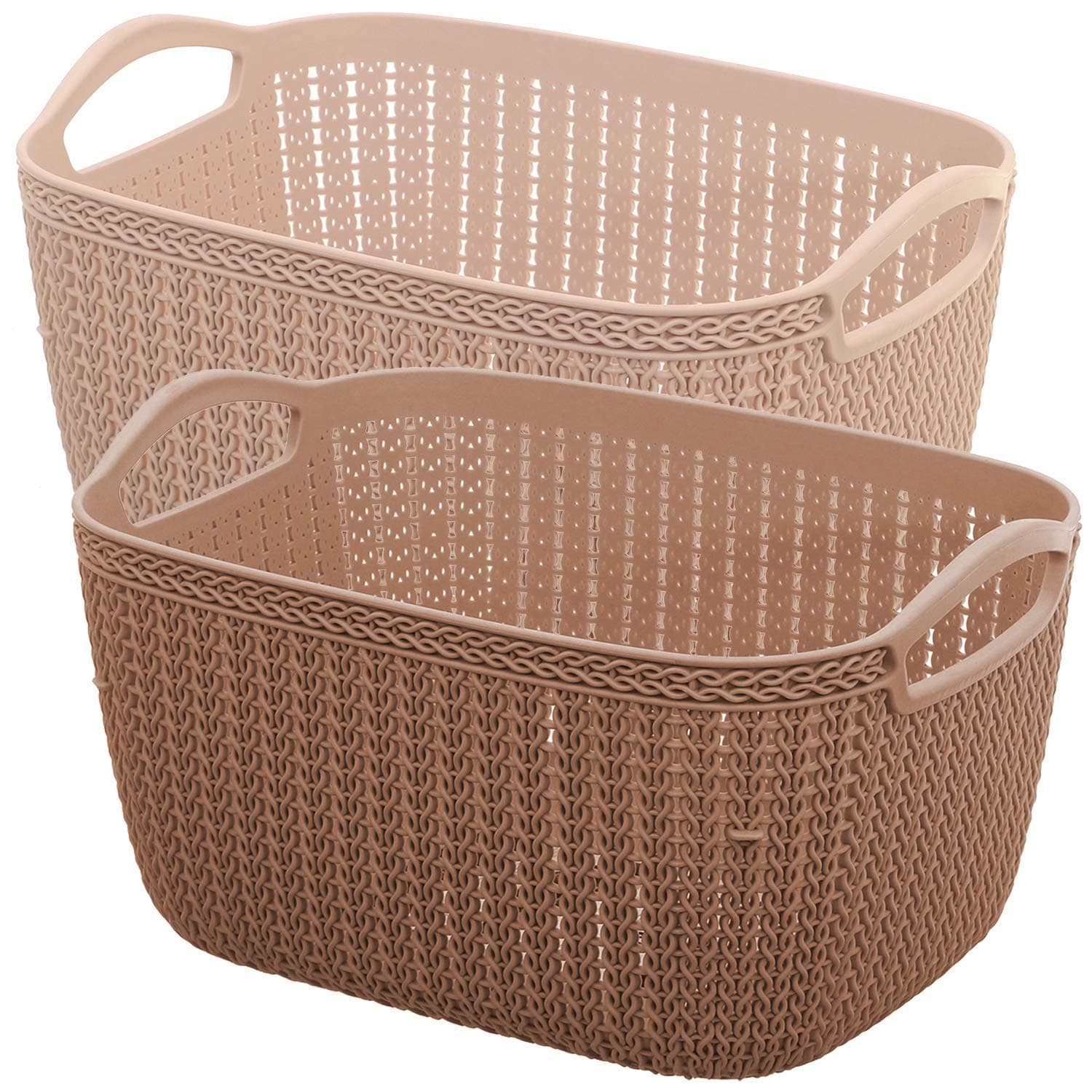 Kuber Industries Pack Of 2 Unbreakable Multipurpose Storage Basket With Handles Large Size | Fruit/Vegetable/Bathroom/Stationary/Home Basket (Assorted Color)