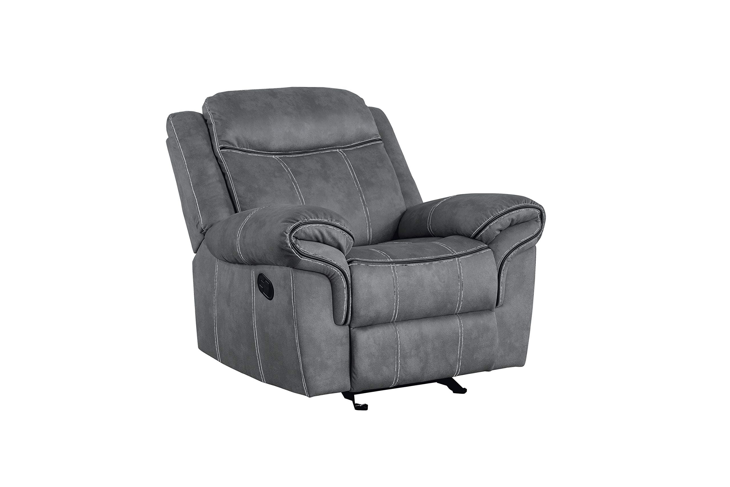 Acme Zubaida Velvet Horizontal Upholstered Glider Recliner in 2-Tone Gray