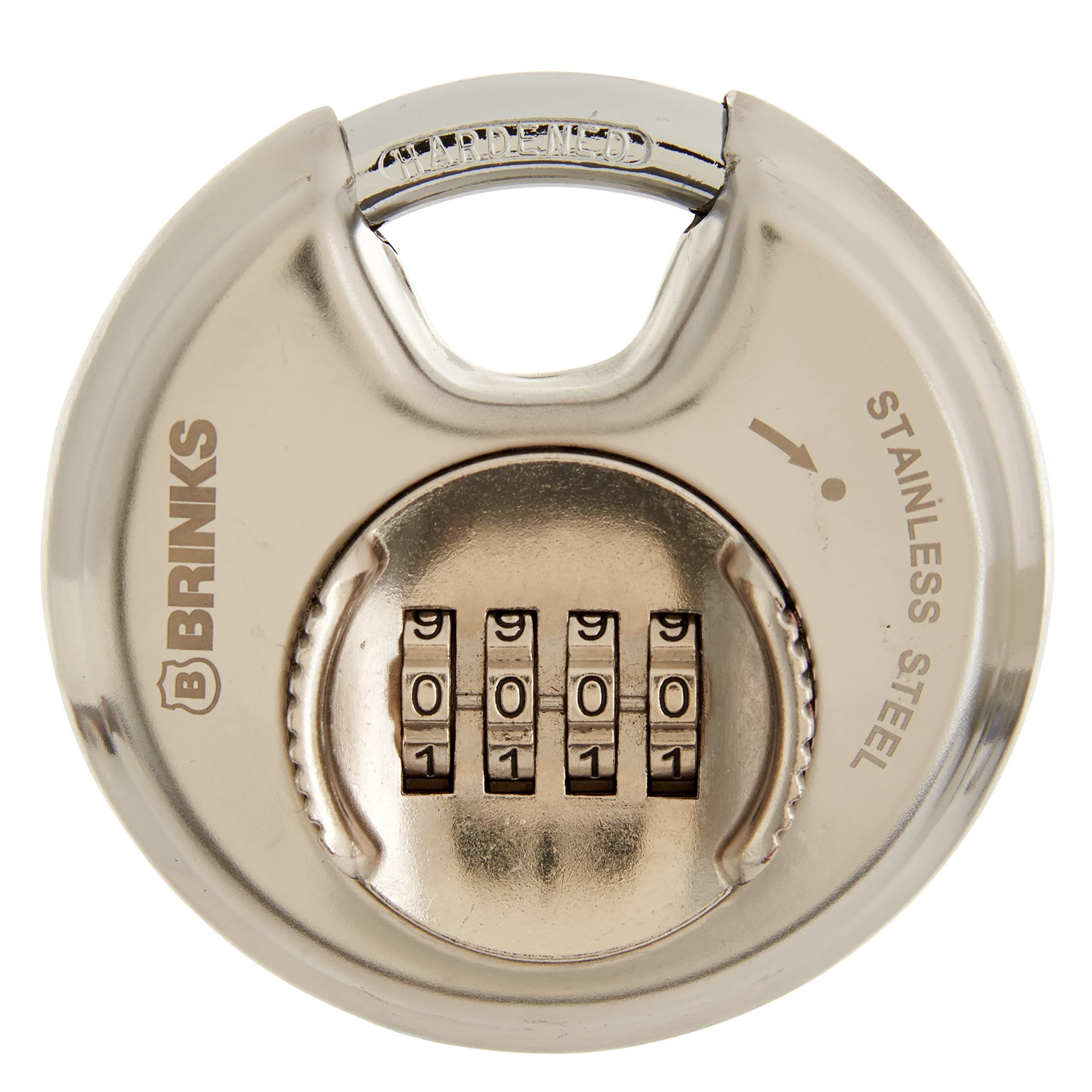 BRINKS 173-80051 80mm Stainless Steel Resettable Combination Discus Padlock, Silver, 80 mm