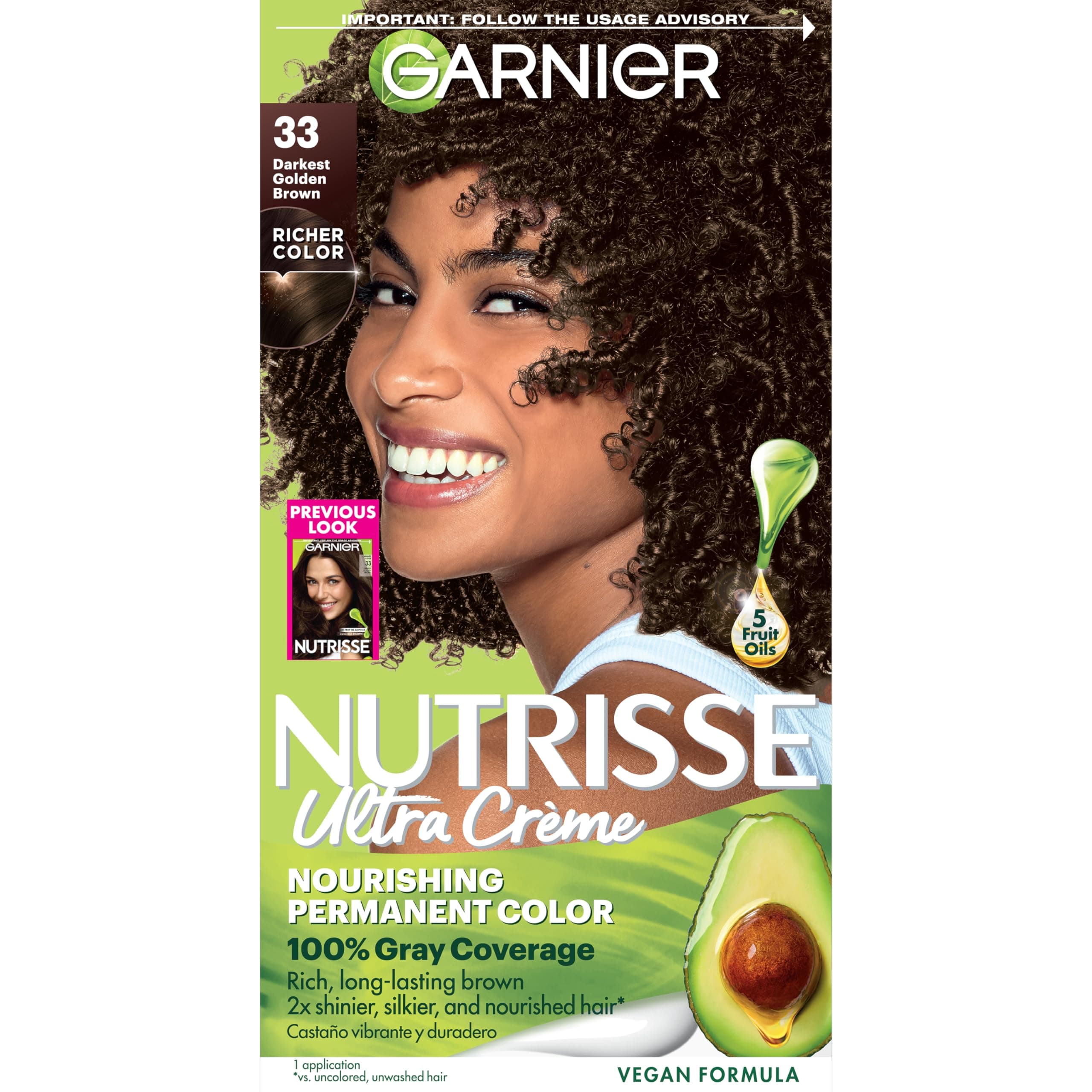 Nutrisse Nourishing Color Creme, 33 Darkest Golden Brown by Garnier Hair Color