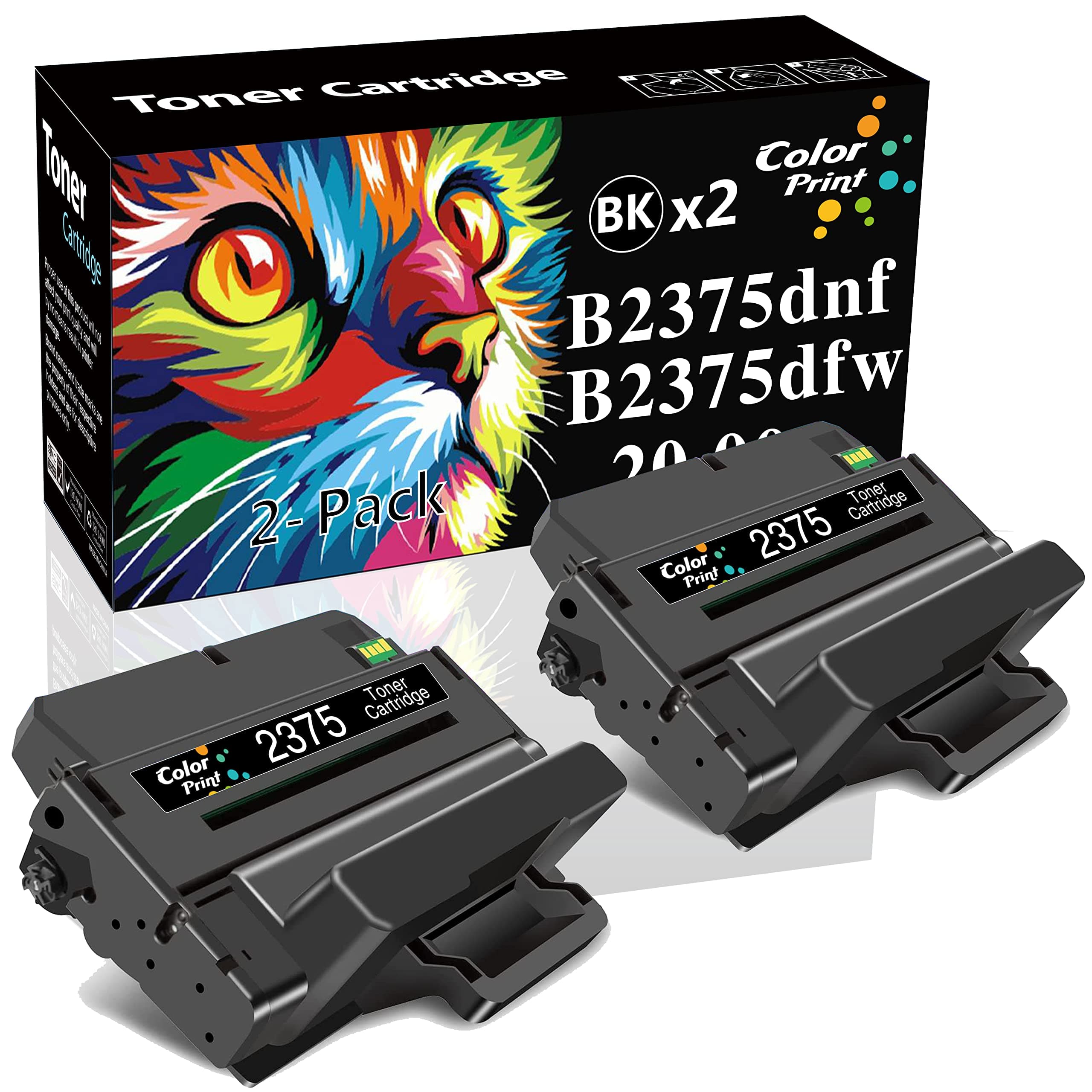 (2-Pack, Black) Compatible Dell B2375dfw C7D6F 593-BBBJ 8PTH4 Toner Cartridge Used for Dell B2375 B2375 Printers, by ColorPrint