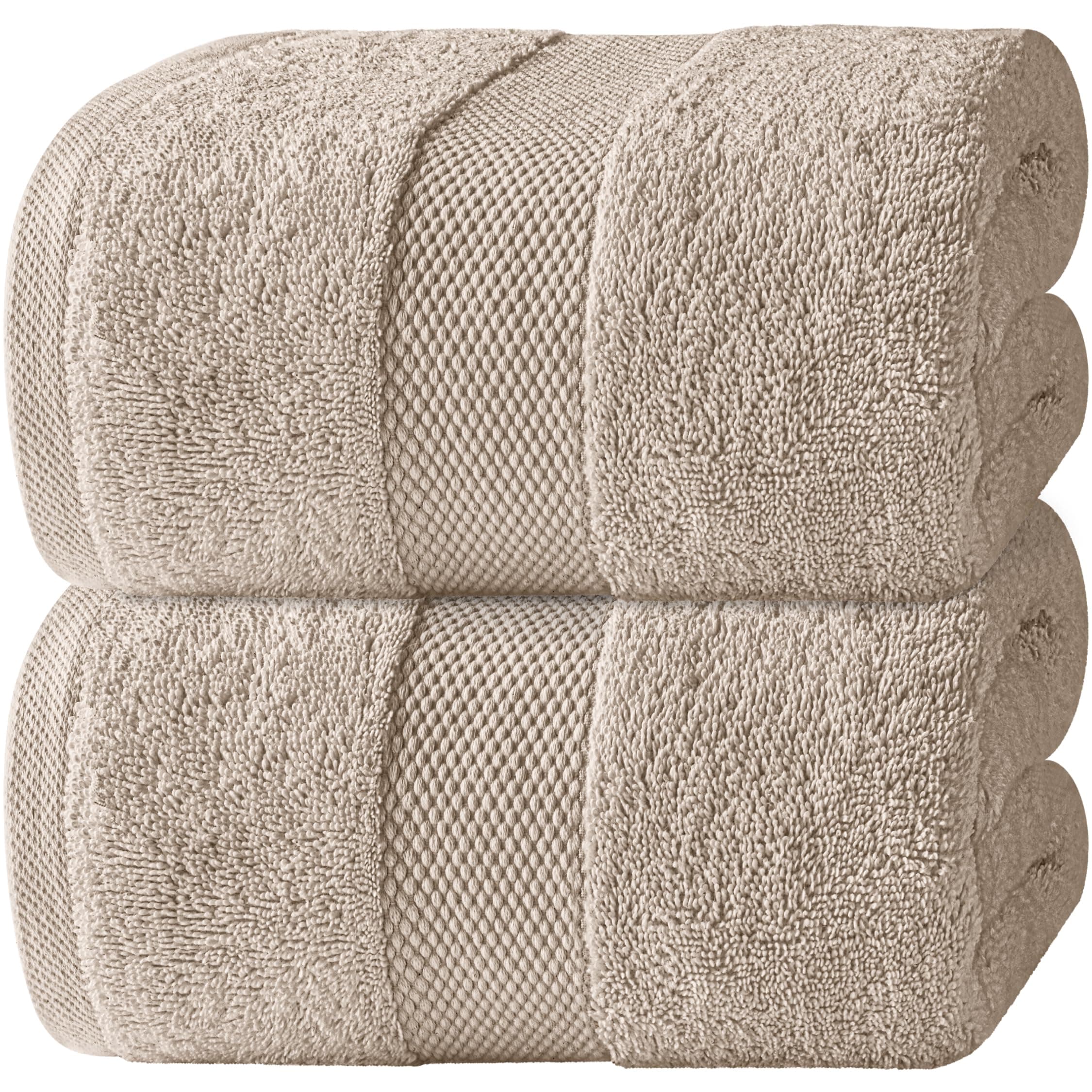 White Classic Luxury Soft Bath Sheet Towels - 700 GSM Cotton Luxury Bath Towels Extra Large 89x178 cm, Absorbent and Quick Dry, Hotel Quality Extra Large Bath Towels Oversized, Taupe, 2 Pack