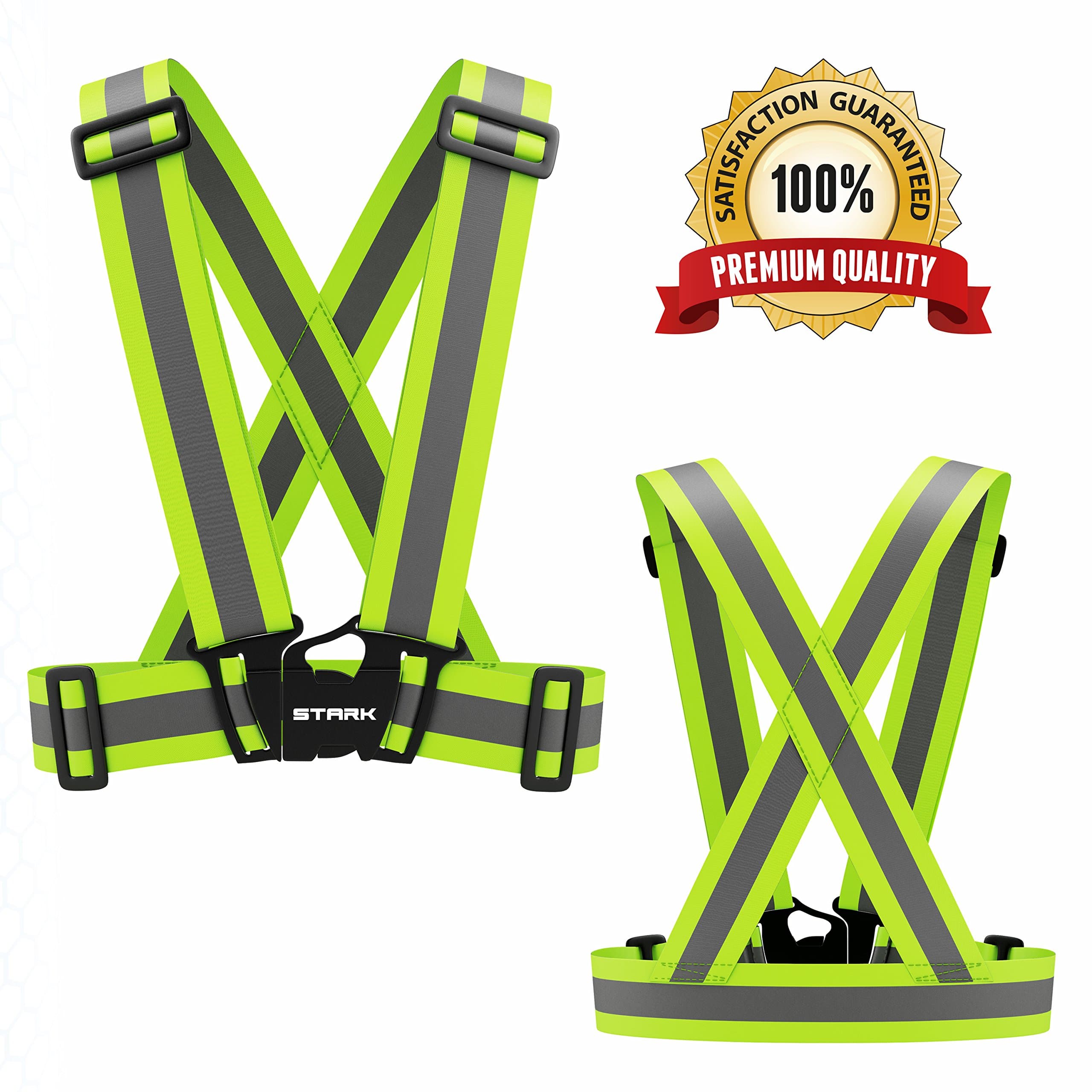 Reflective Running Vest Makes Evening Exercise More Safe, Designed for Runners - Harness Quickly Snaps On Comfortably Over Clothing - Adjustable for Men and Women - Run Safely Today!