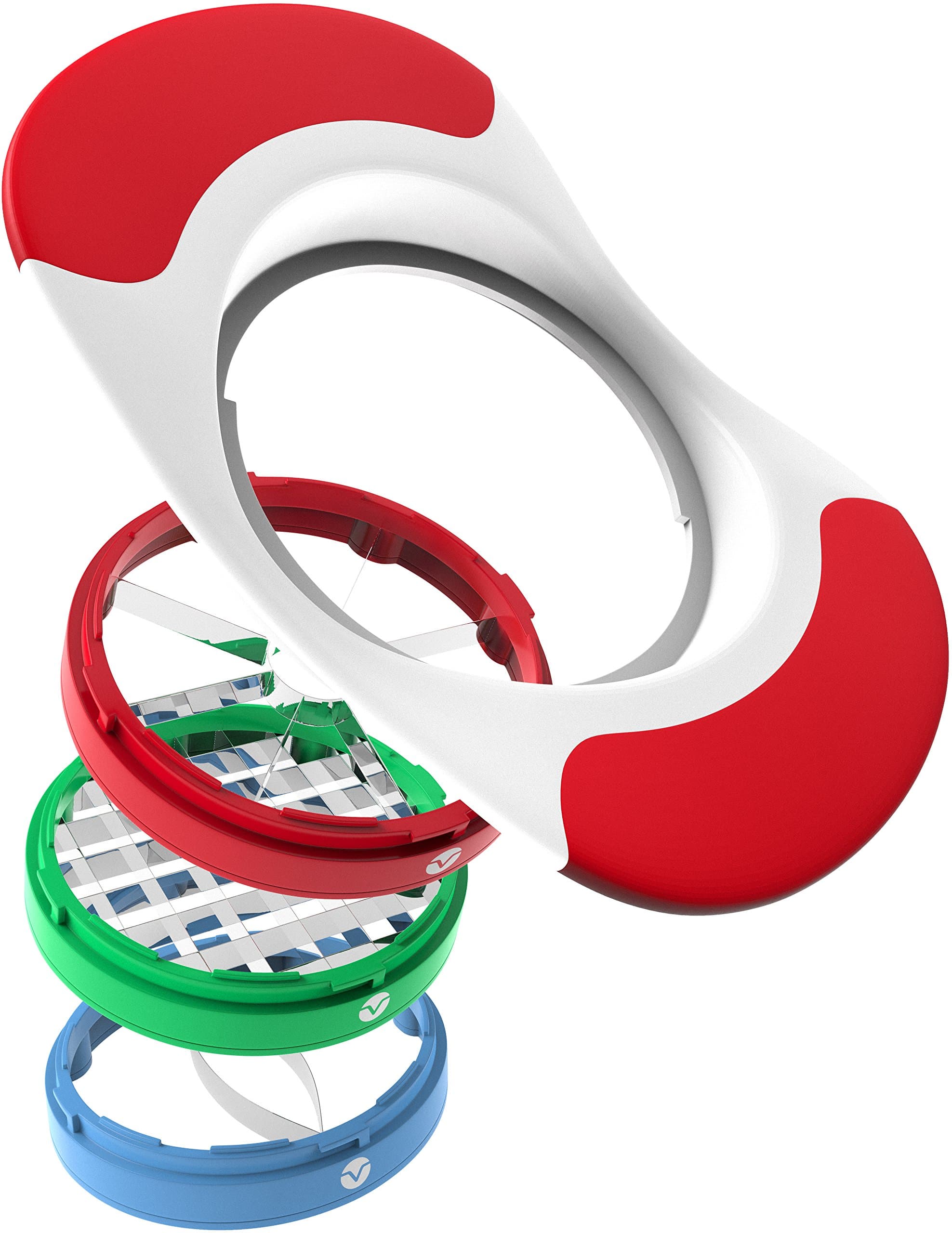 Vremi Apple Slicer Potato Cutter and Mango Corer - 3 in 1 Manual Food Slicer with Built-in Stainless Steel Blades - Small and Portable Kitchen Wedger and Dicer for French Fries Fruits and Vegetables