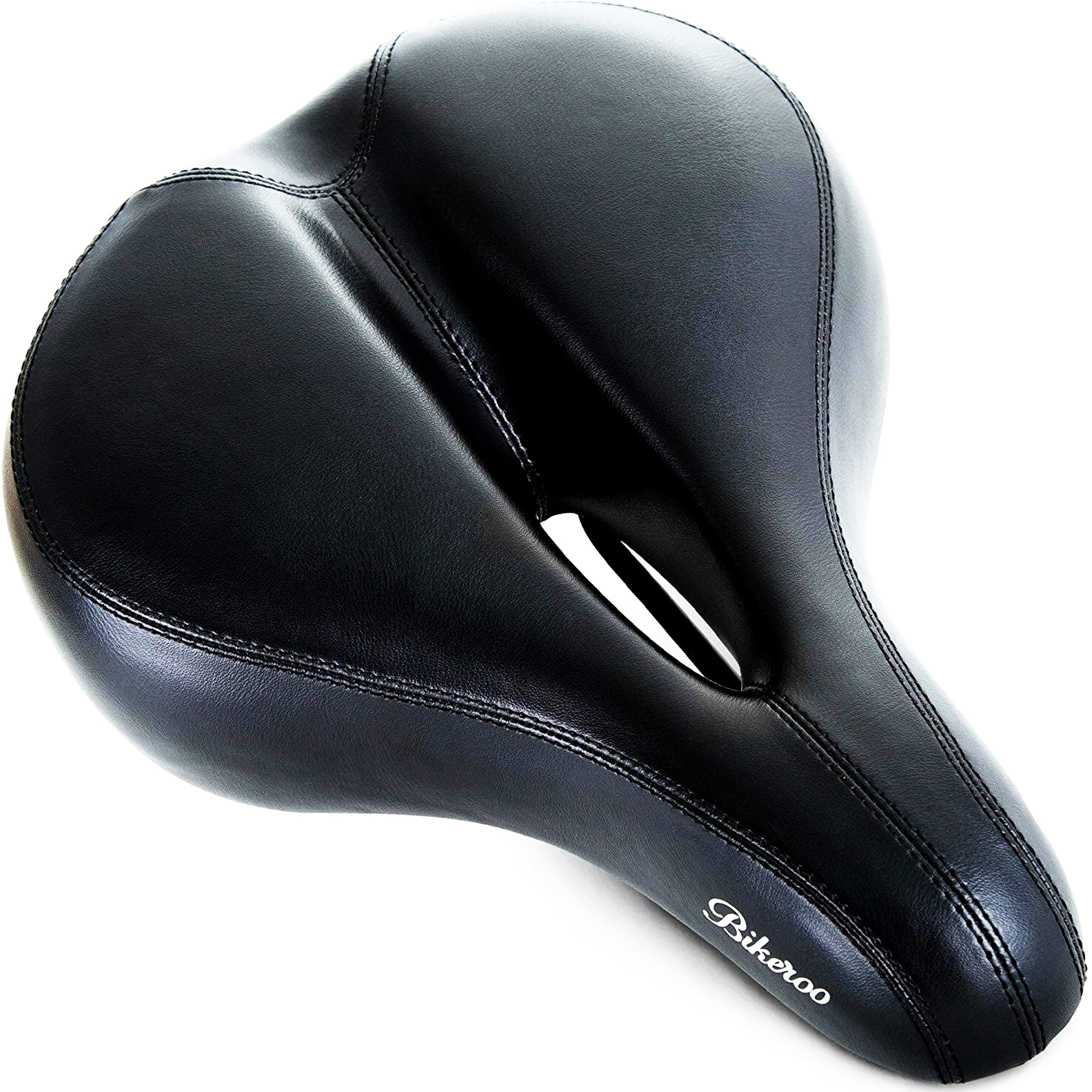 Bikeroo Oversized Bike Seat - Peloton Compatible Cushioned Seat for Men & Women - Exercise, Road, and Stationary Bikes