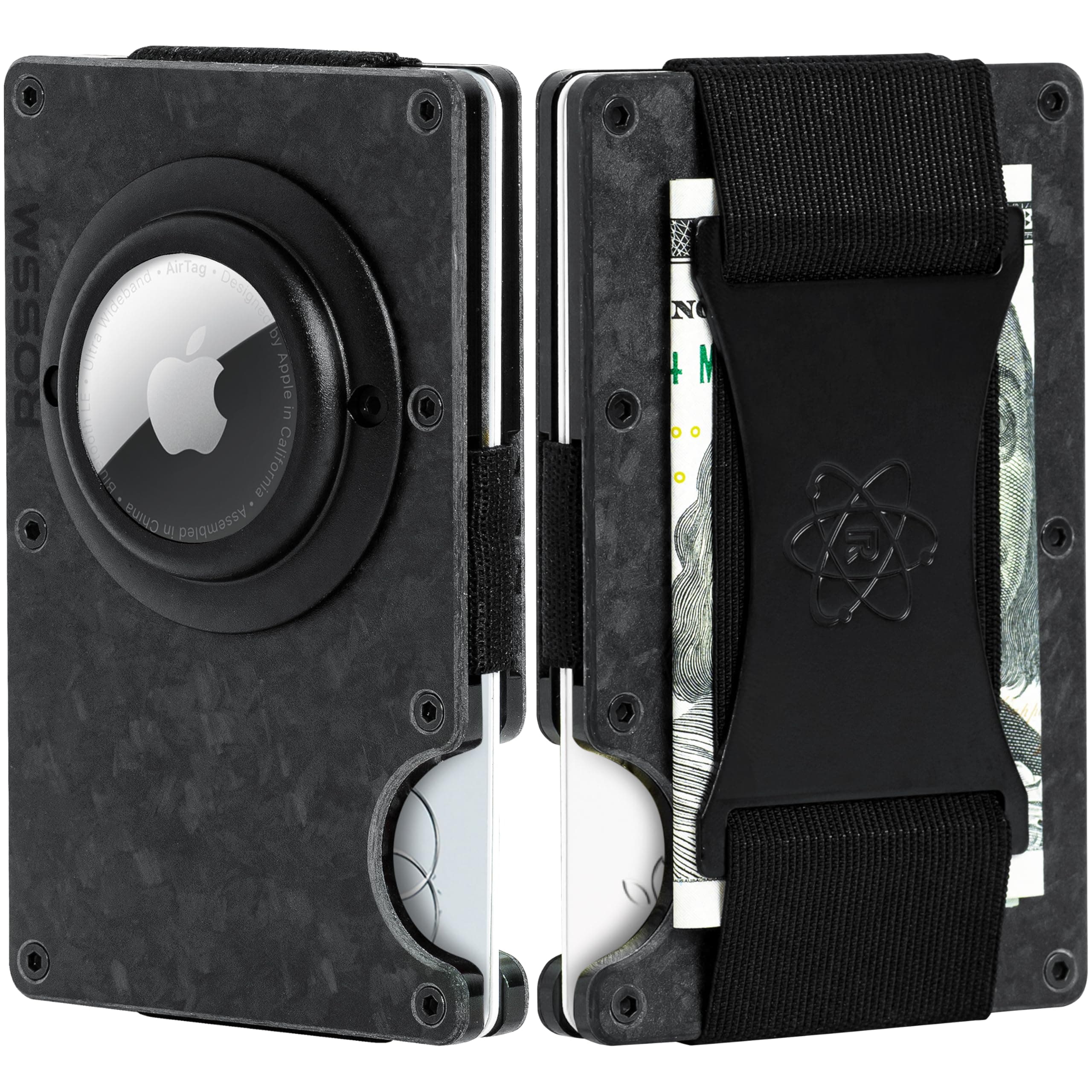 Airtag Wallet - Slim Wallet with Airtag Holder - RFID Minimalist Wallet for Men with Cash Strap (Airtag Not Included)