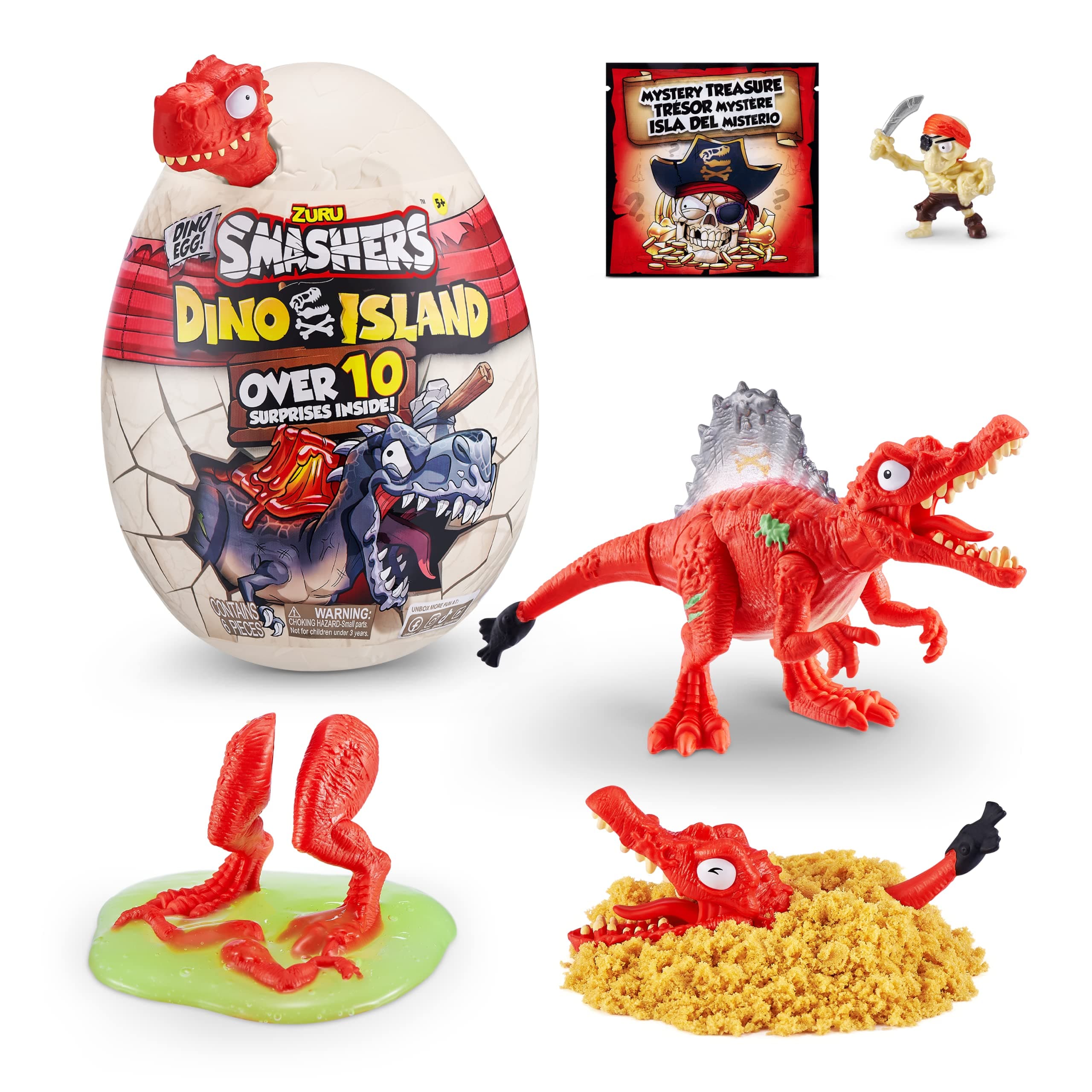 ZURU SMASHERS Dino Island Mini Egg Spinosaurus By Zuru Prehistoric Discovery Toy With 10 Surprises, Dinosaur Toys, Slime, Sand And More Age 5+