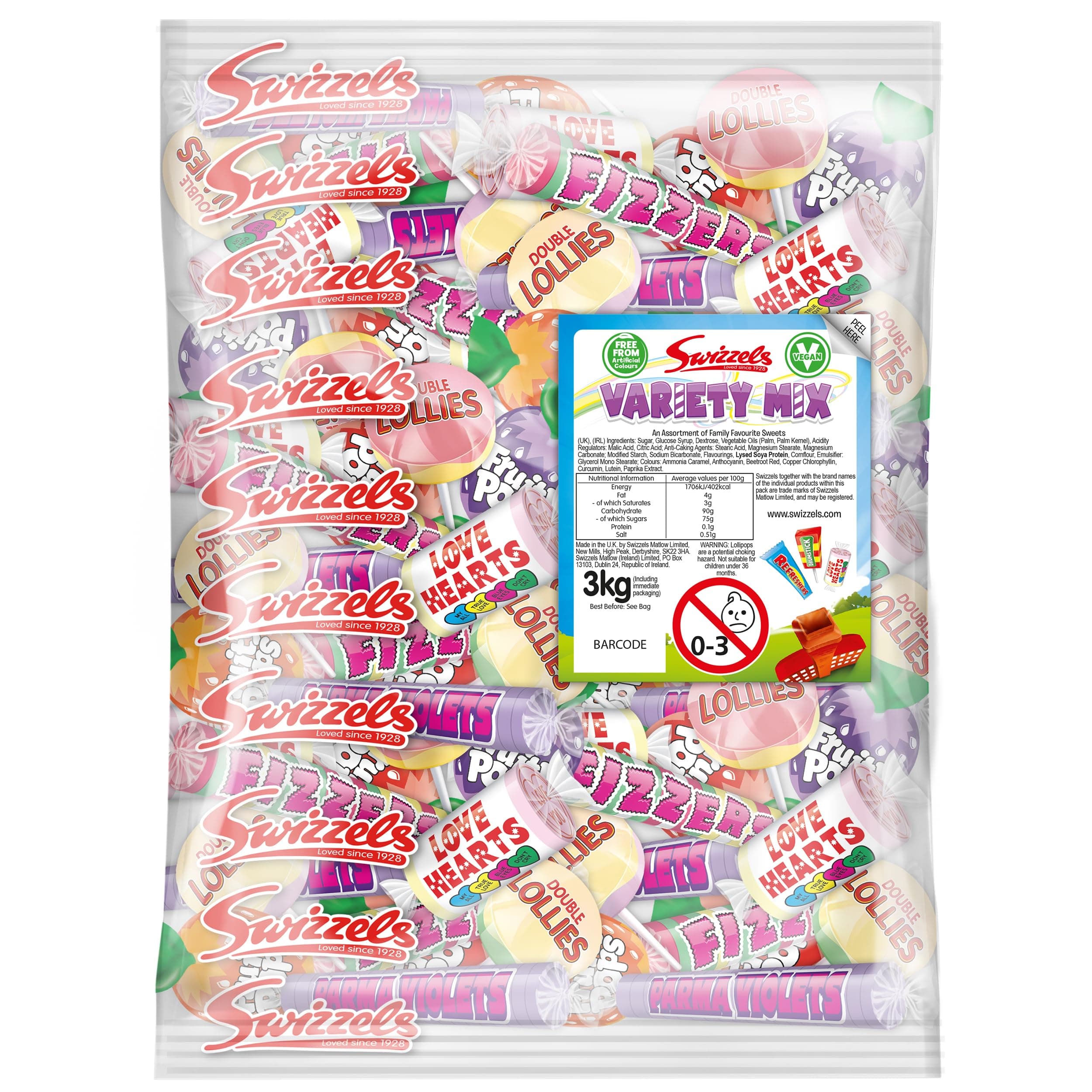 Swizzels Bulk Sweets Variety Mix Vegetarian Mixed Sweets and Lollipops Bag 3kg