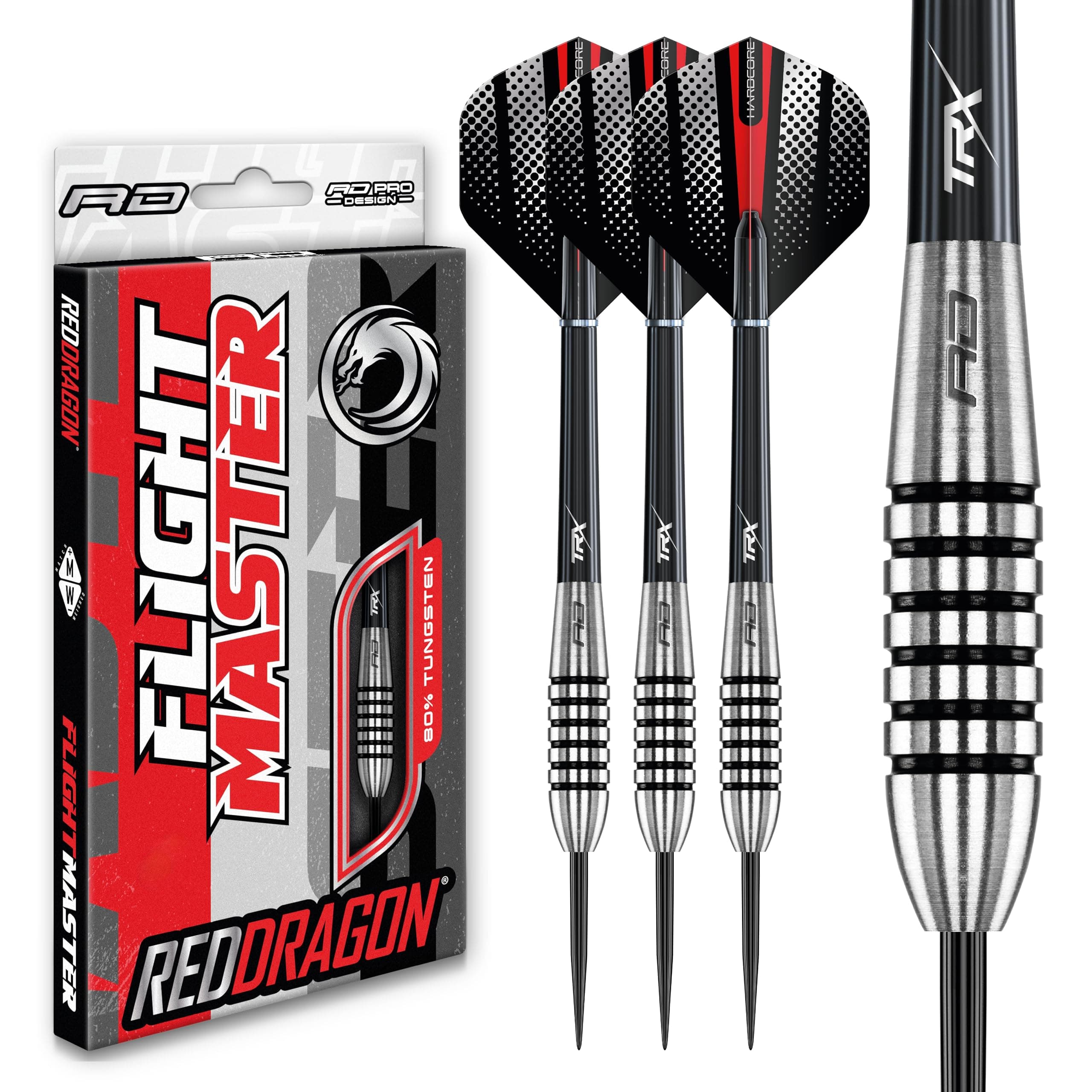 RED DRAGON Swingfire 2: 23g Flightmaster- Tungsten Steeltip Darts Set with Flights and Stems