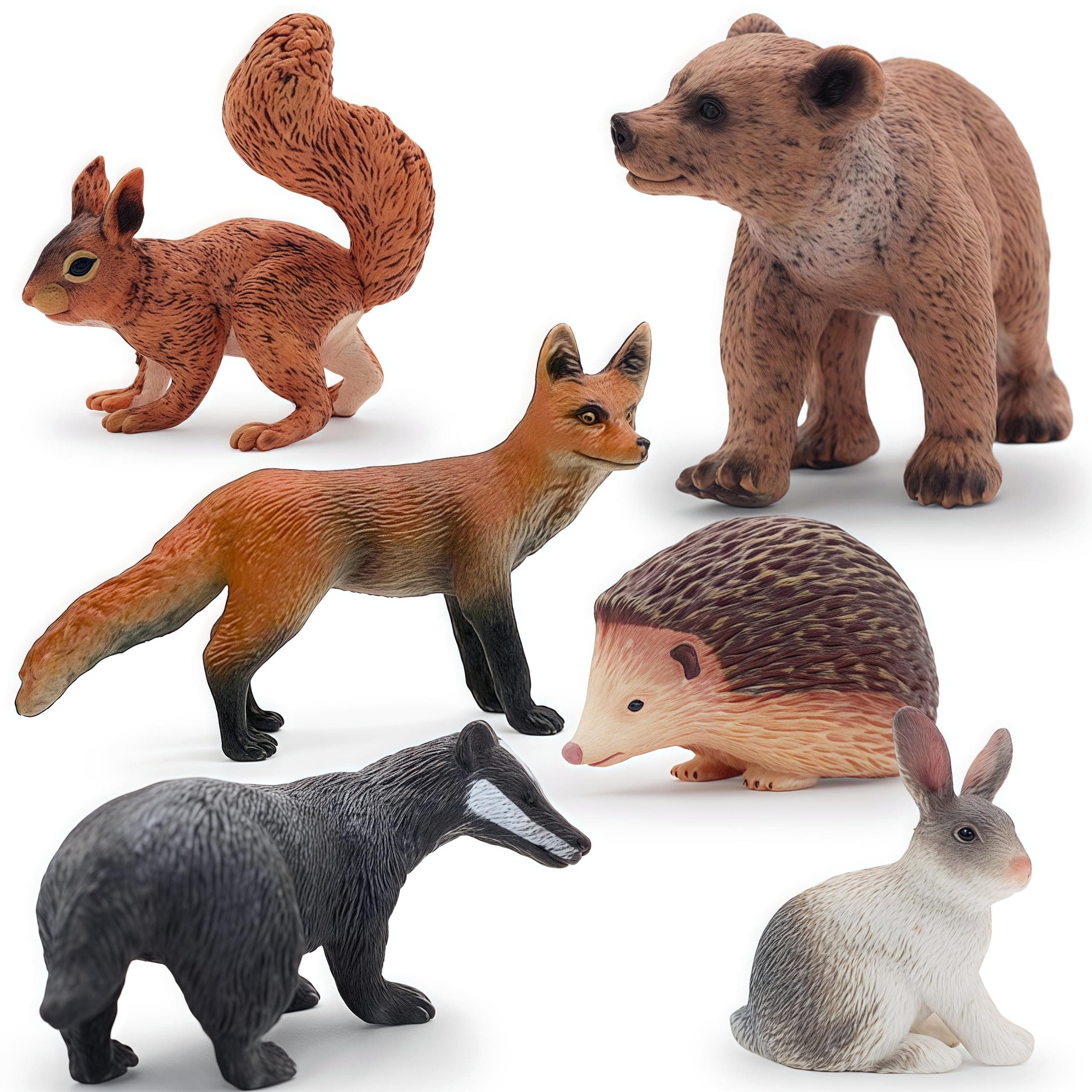 Gemini&Geniusgemini&genius Jungle Animal Figurines Garden Statues, Woodland Animals Toys, Forest Animals Figures, Great for Cake Topper Party Favor Flowerpot Plants Decor Terrarium Ornaments (6Pcs)