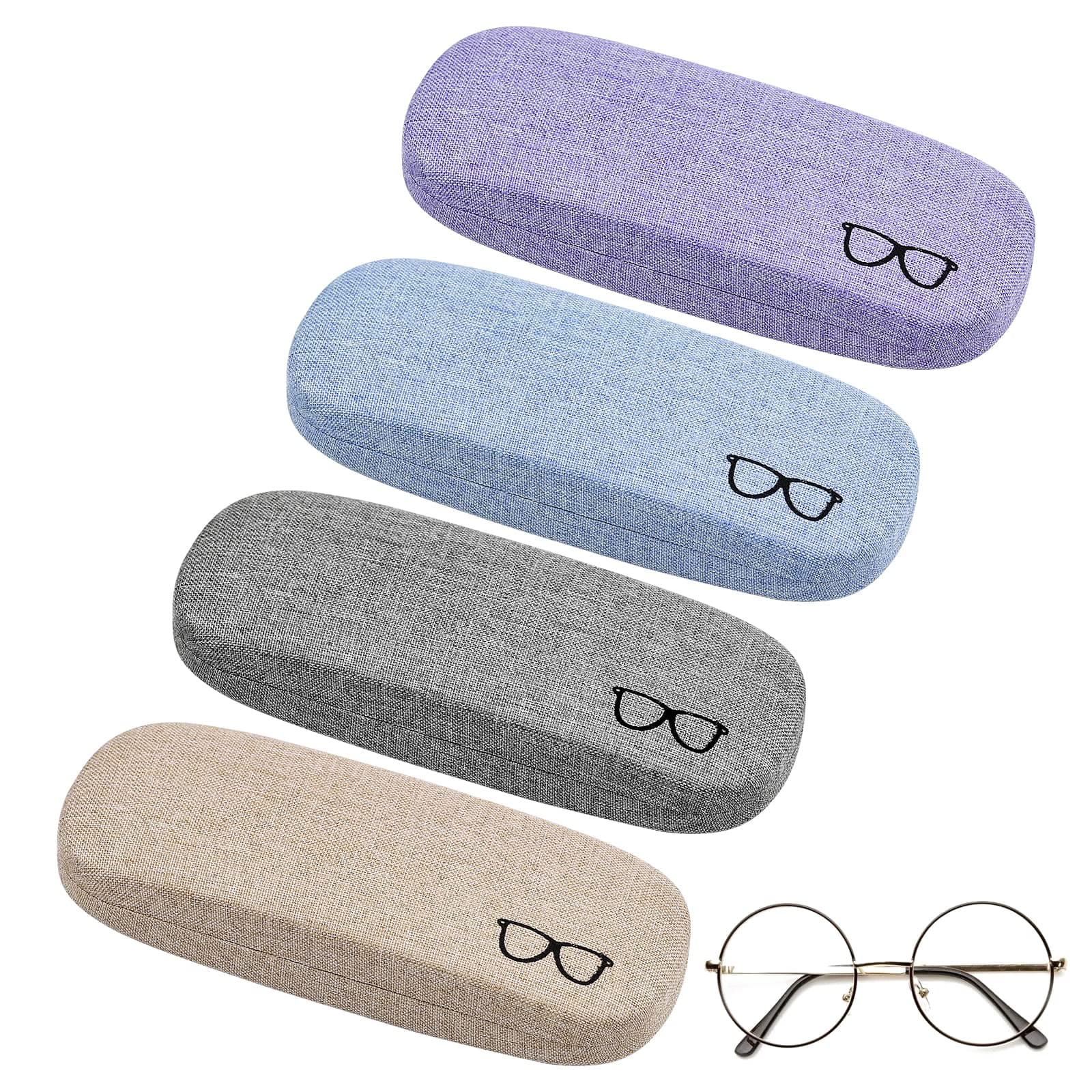 4 Pieces Glasses Case, Portable Hard Glasses Case for Glasses and Sunglasses Storage