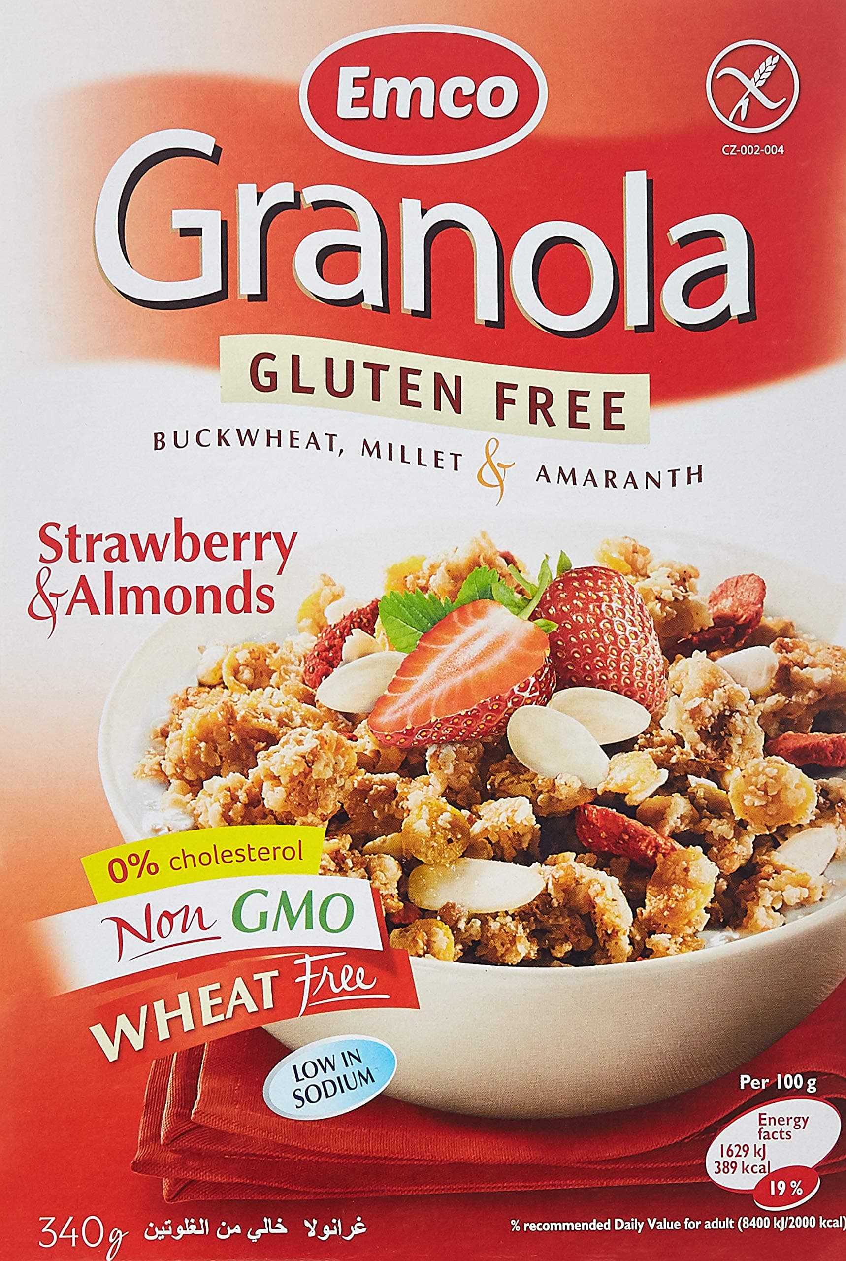 Emco Gluten Free Granola, Strawberries And Almonds, 340 gm