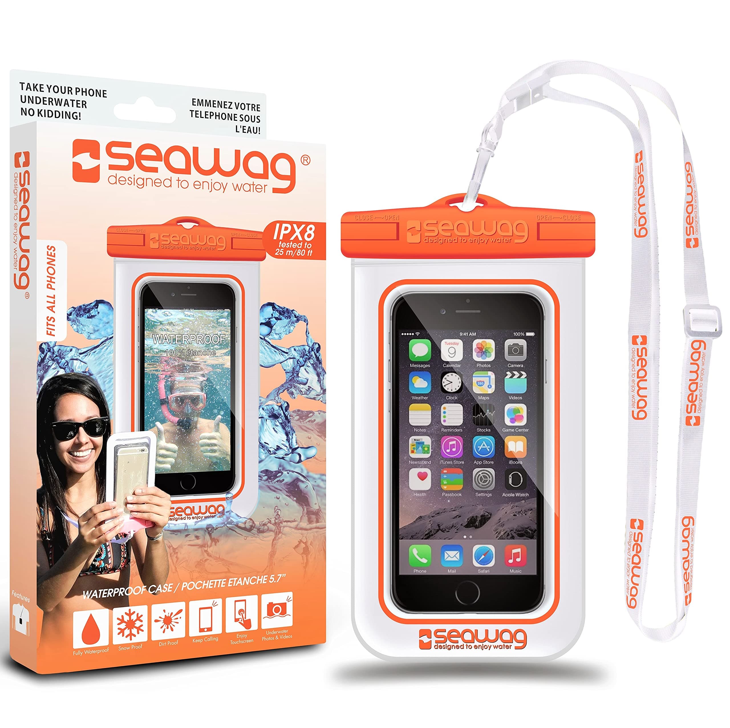 SEAWAG Germ-Free Phone Case Waterproof Case for Smartphone White/Green