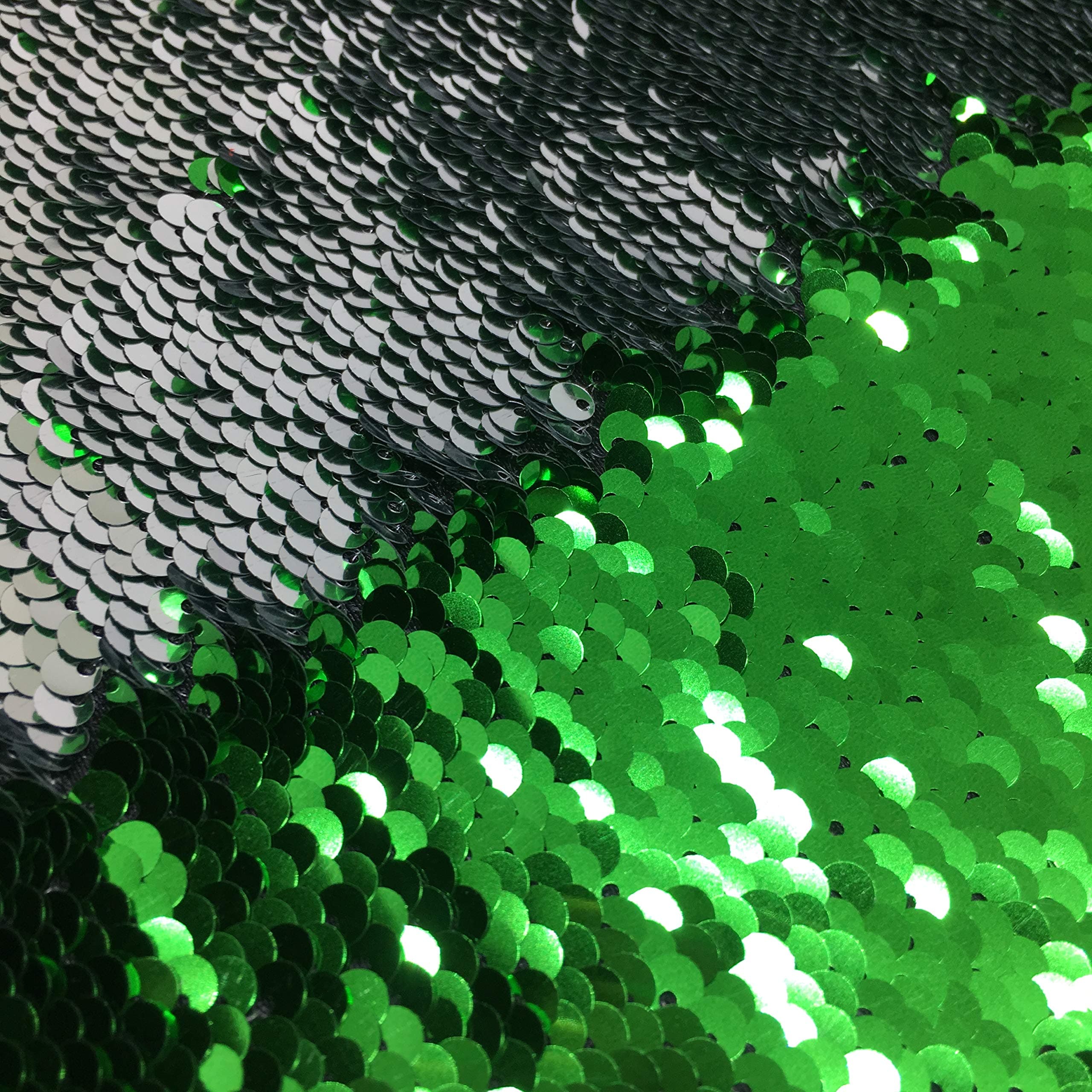 HOT Apple Green Silver-Reversible Sequin Fabric by The Yard Fuchsia Flip Up Large Sequin Fabric Sparkly for Sewing Clothing DIY-0.5 Yard