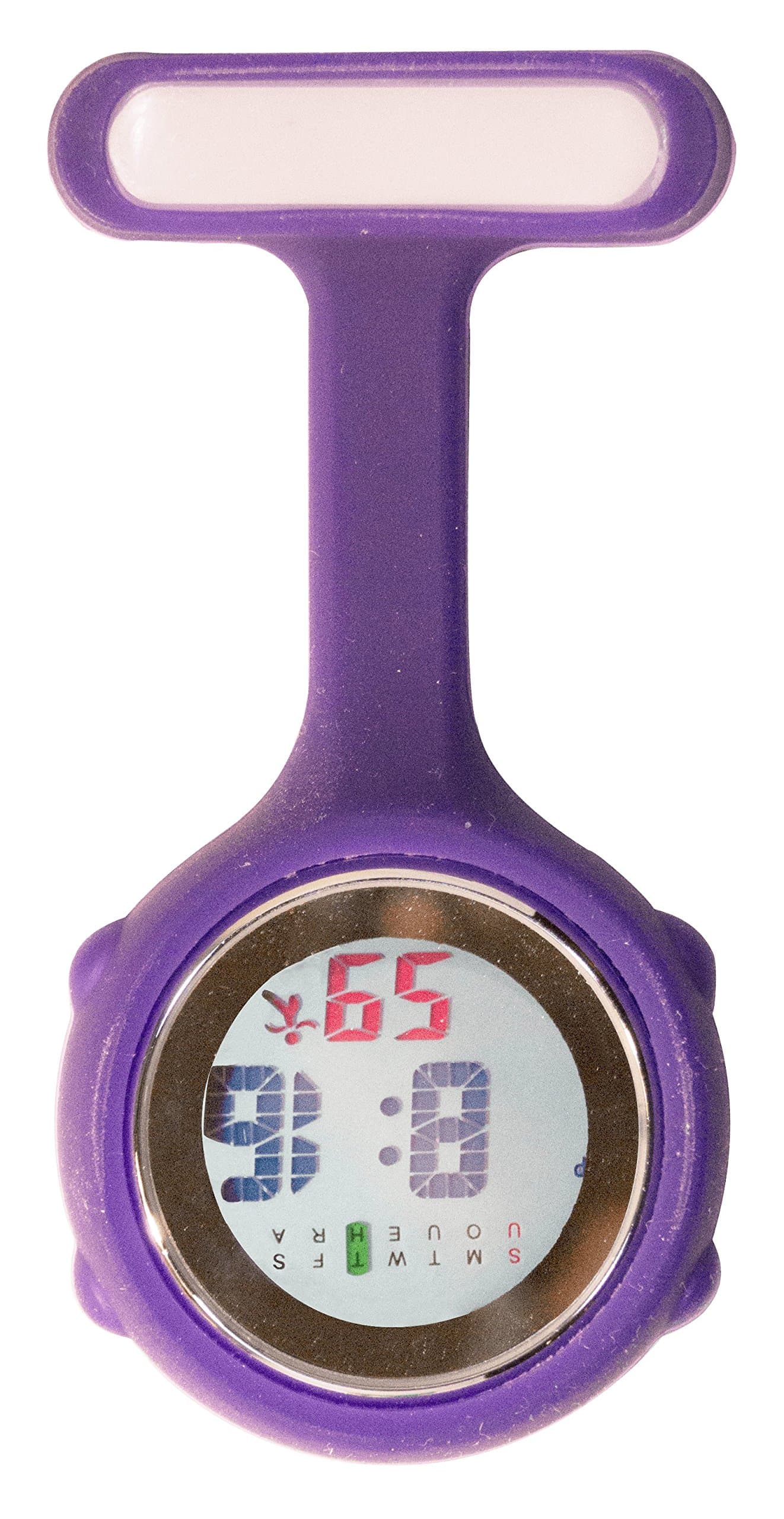 Ellemka JCM-330 FOB Nurse Clip Watch Digital Multi-Functional Quartz Silicone Backlight Brooch Pin Tunic Pendant Paramedic Doctor Nursing Medical Hospital Watches - Navy Blue