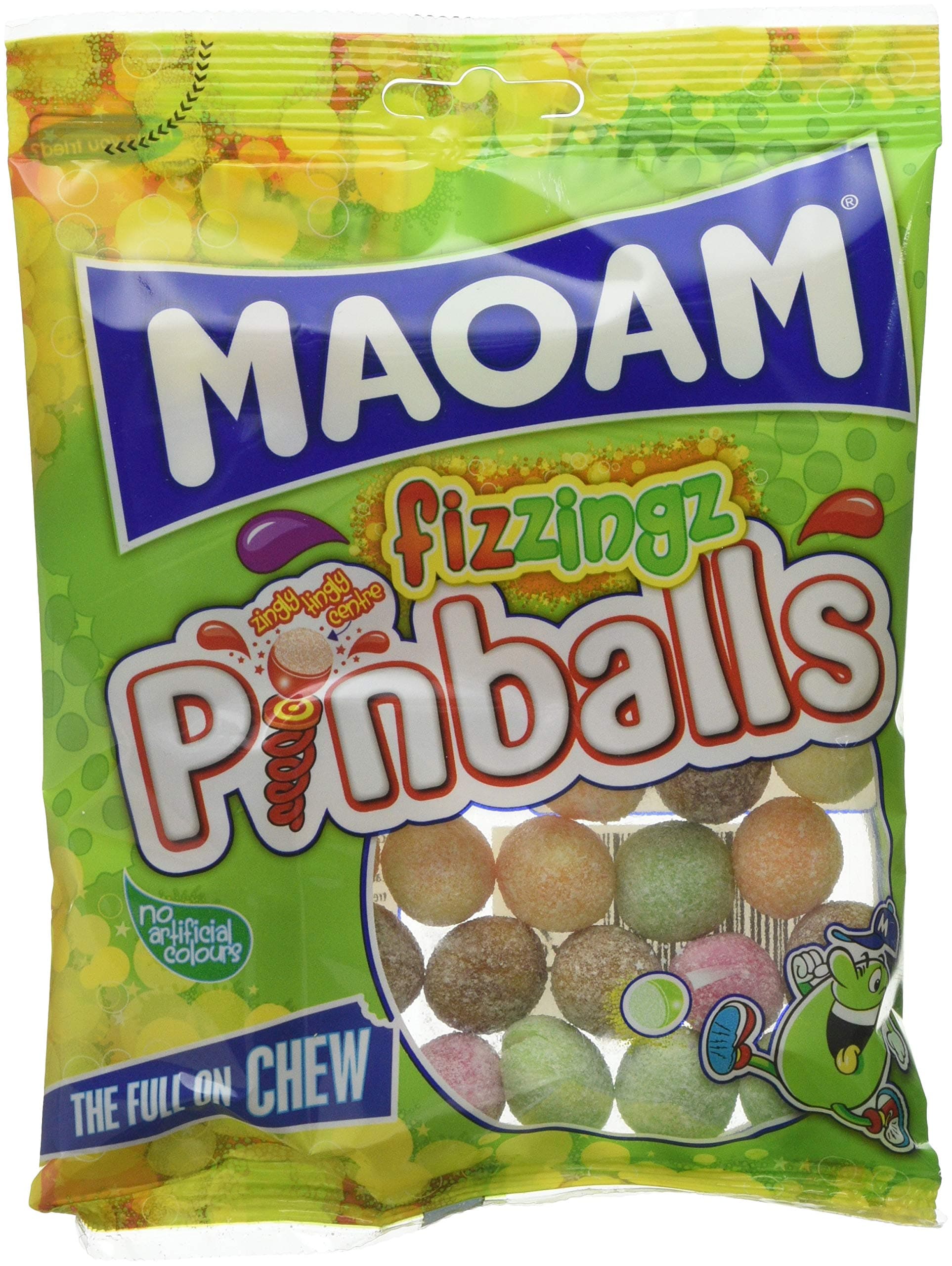 Maoam Pinballs FizZing Sours, 160g Pack of 12 (1.9kg)