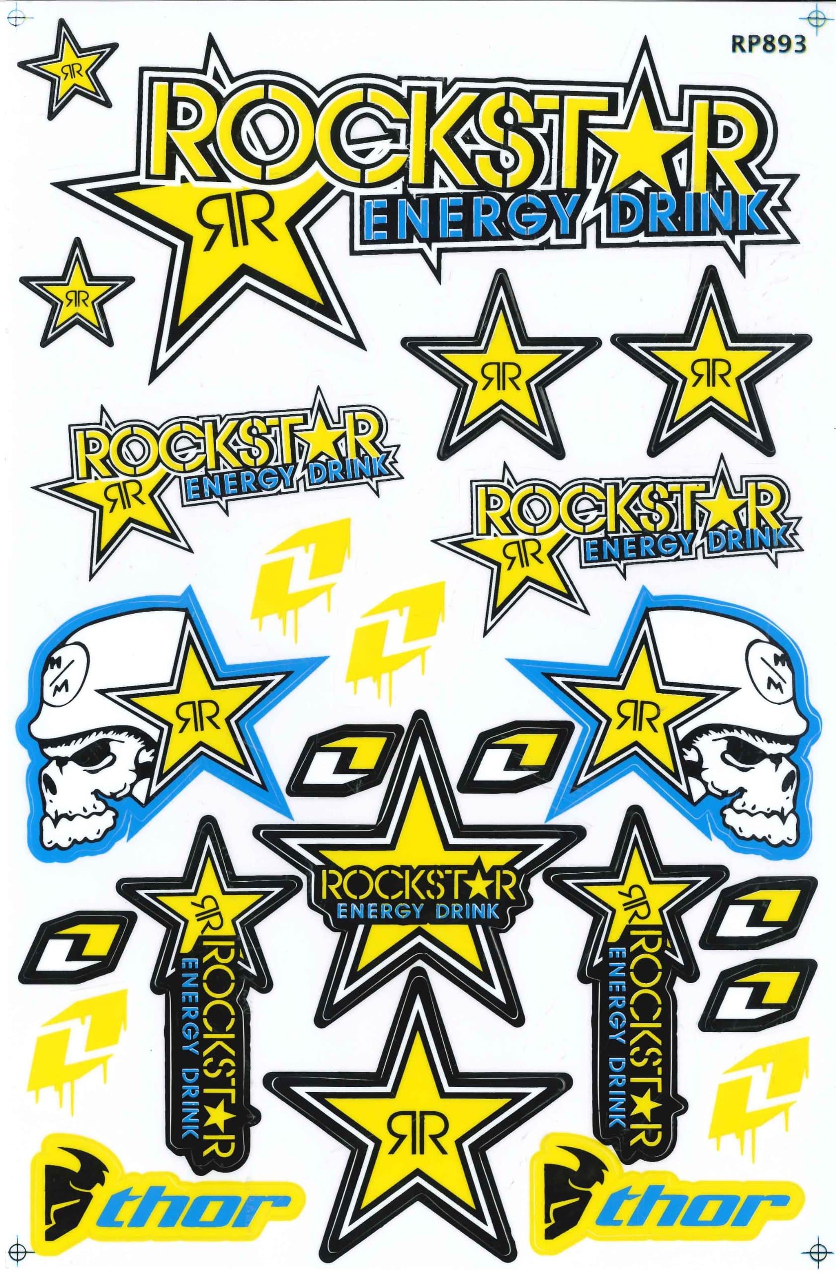 Rockstar Energy Drink Motocross Racing Decal Sticker Sheet