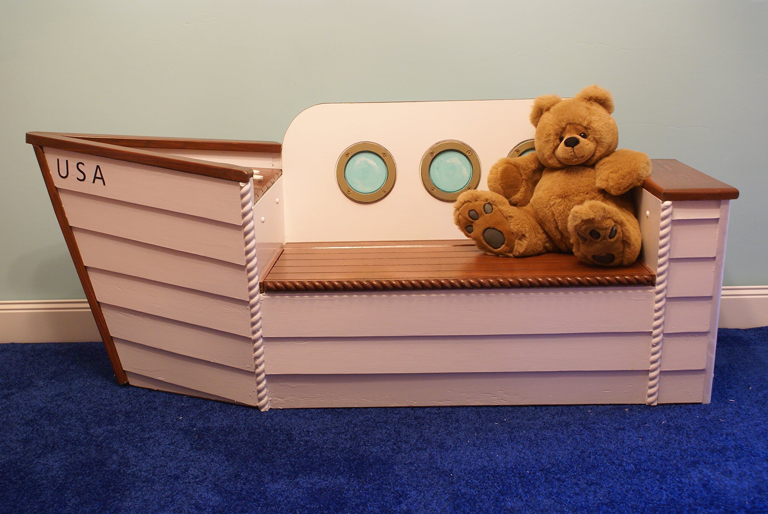 Wooden boat toy chest, Toy box for storage Ship bench Handcrafted furniture, kids furniture, chair, Toy organizer, Nautical decor chest, Nautical nursery Bench,