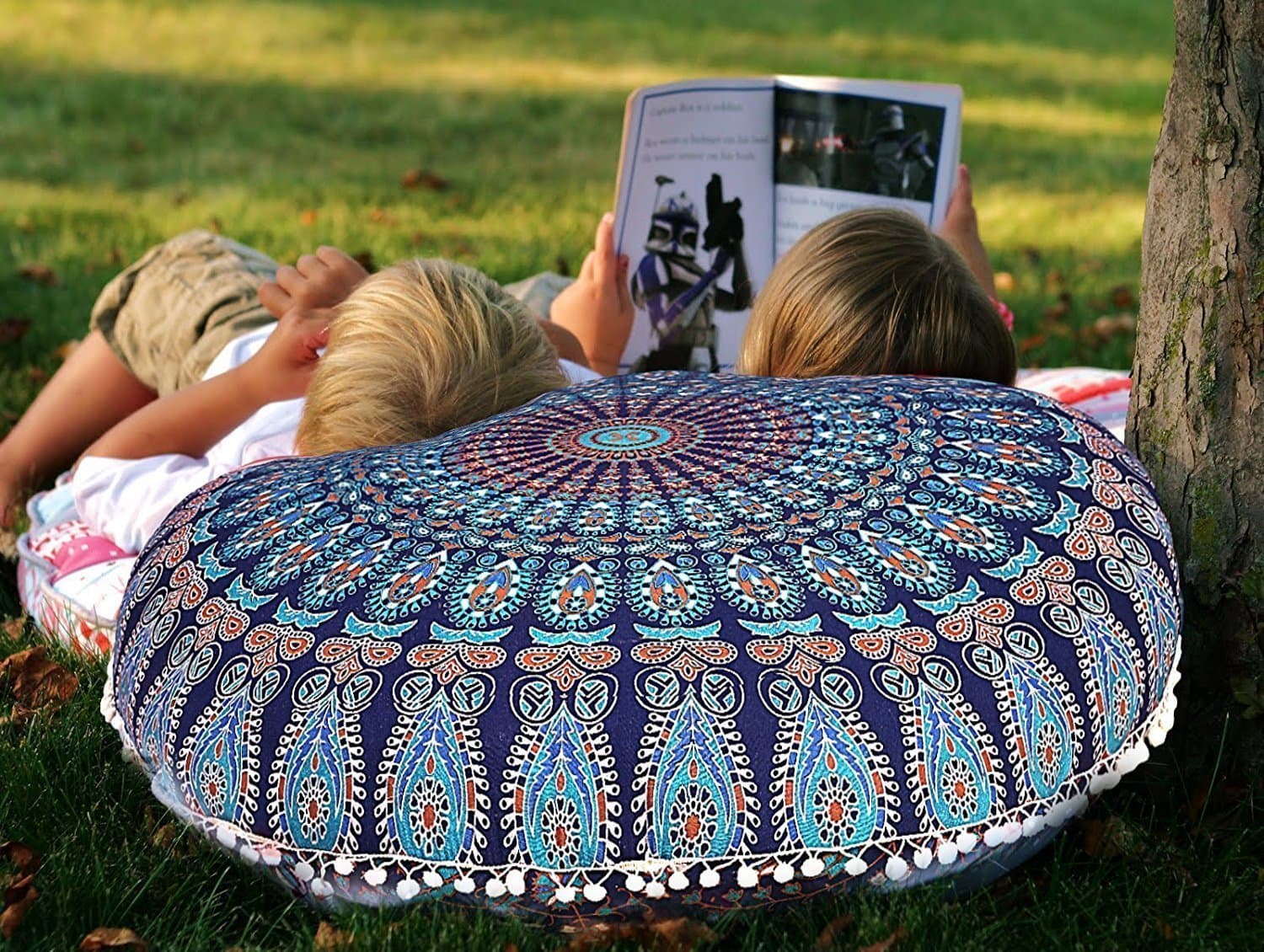 DRAVY HANDICRAFTS Tapestry Pouf Floor Cushion Cover Ottoman Without Filler Size 32" inches Round