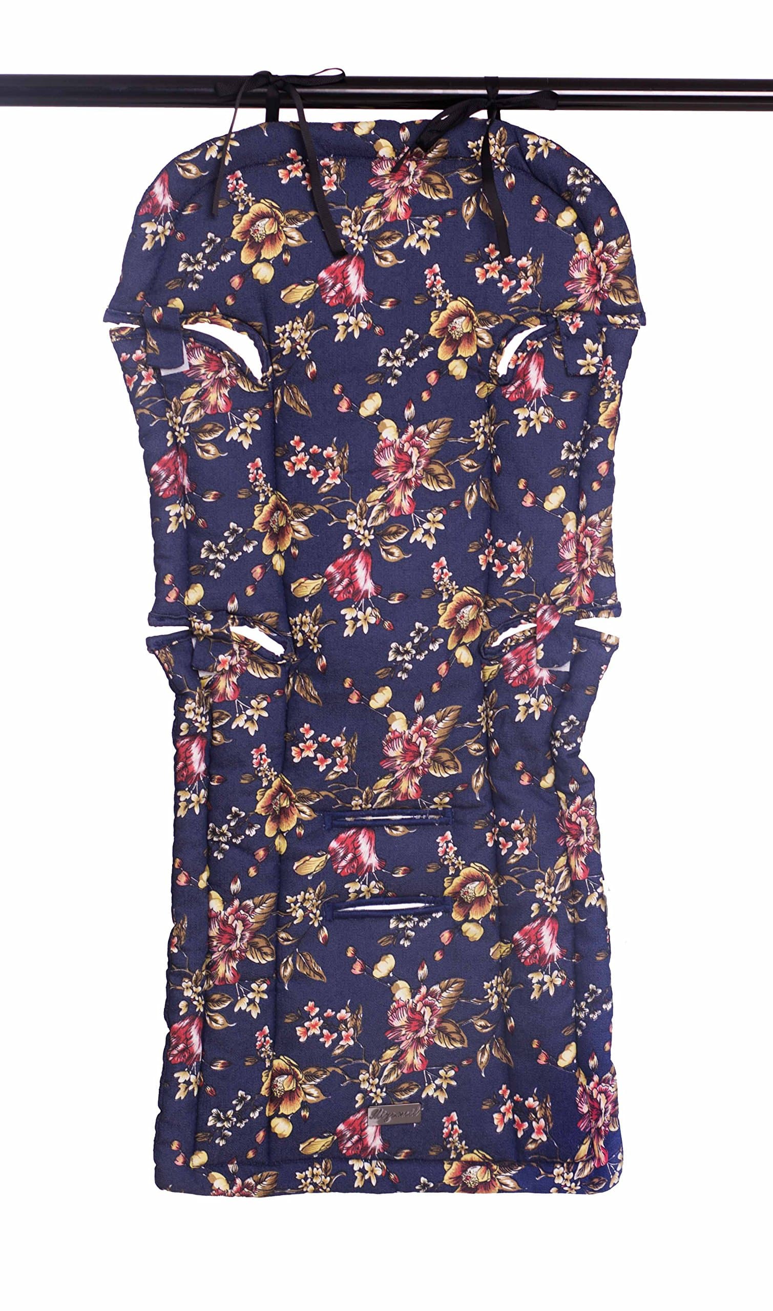 Stroller Seat Liner, Baby Stroller Cushion Pad, Covers fully the seat, Special Design to easy install, Double Sided, (Navy Floral)