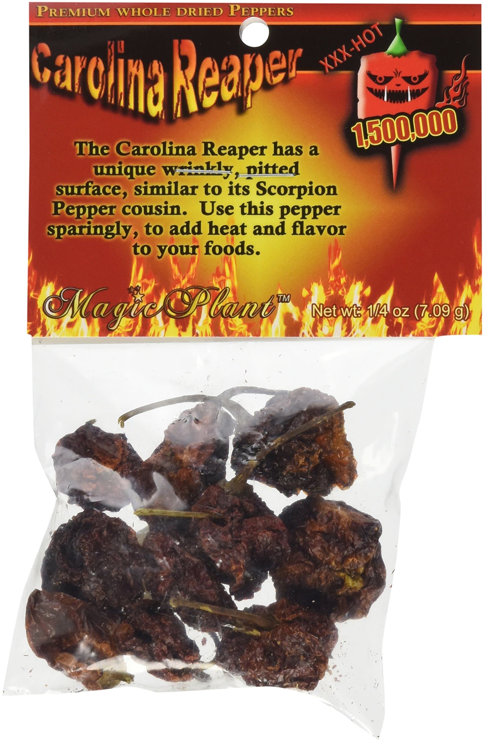 Dried Carolina Reaper Pepper Whole Pods by Magic Plant (1/4 oz.)