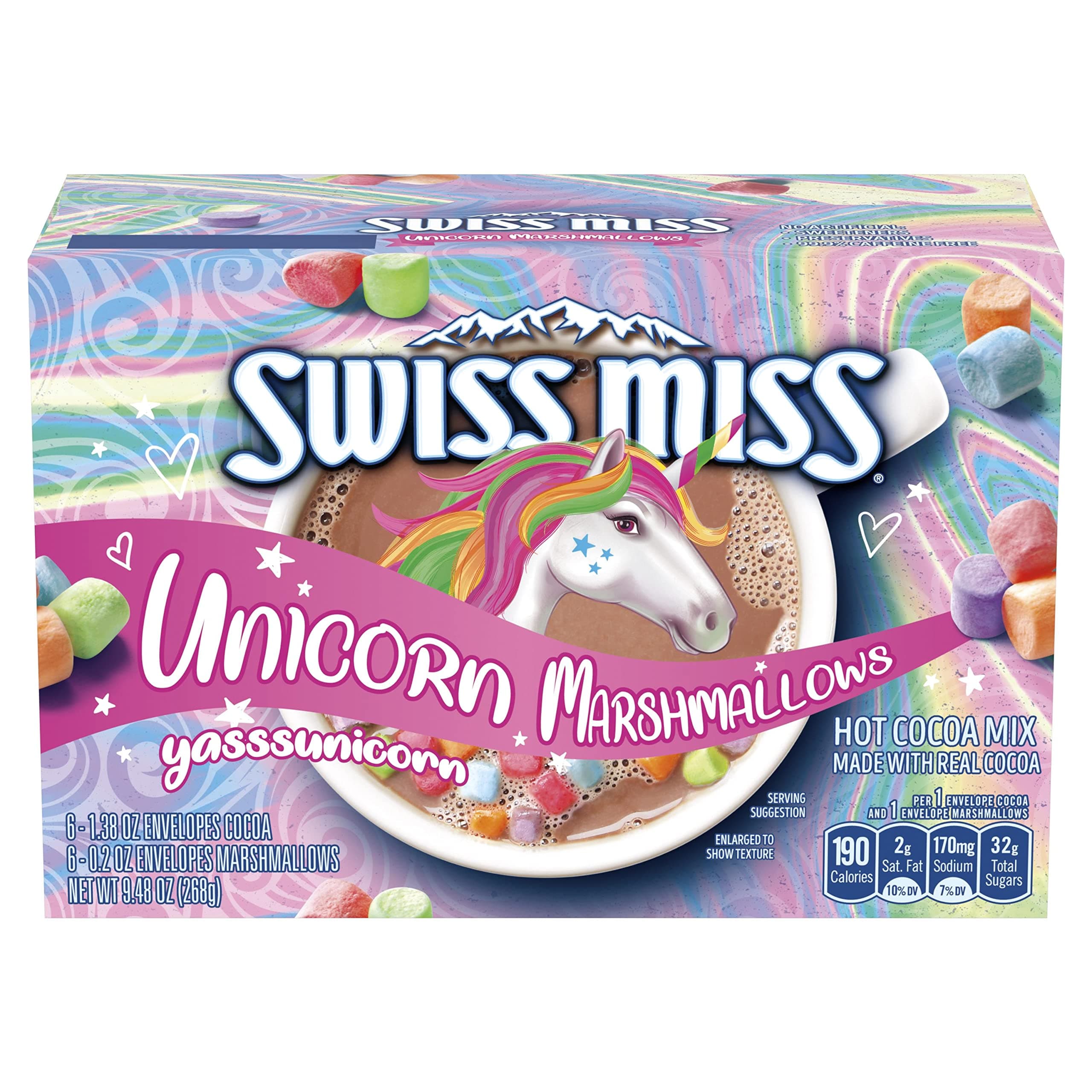 Swiss Miss Unicorn Marshmallows Hot Cocoa Mix, 1.38 oz. 6-Count (Pack of 8)