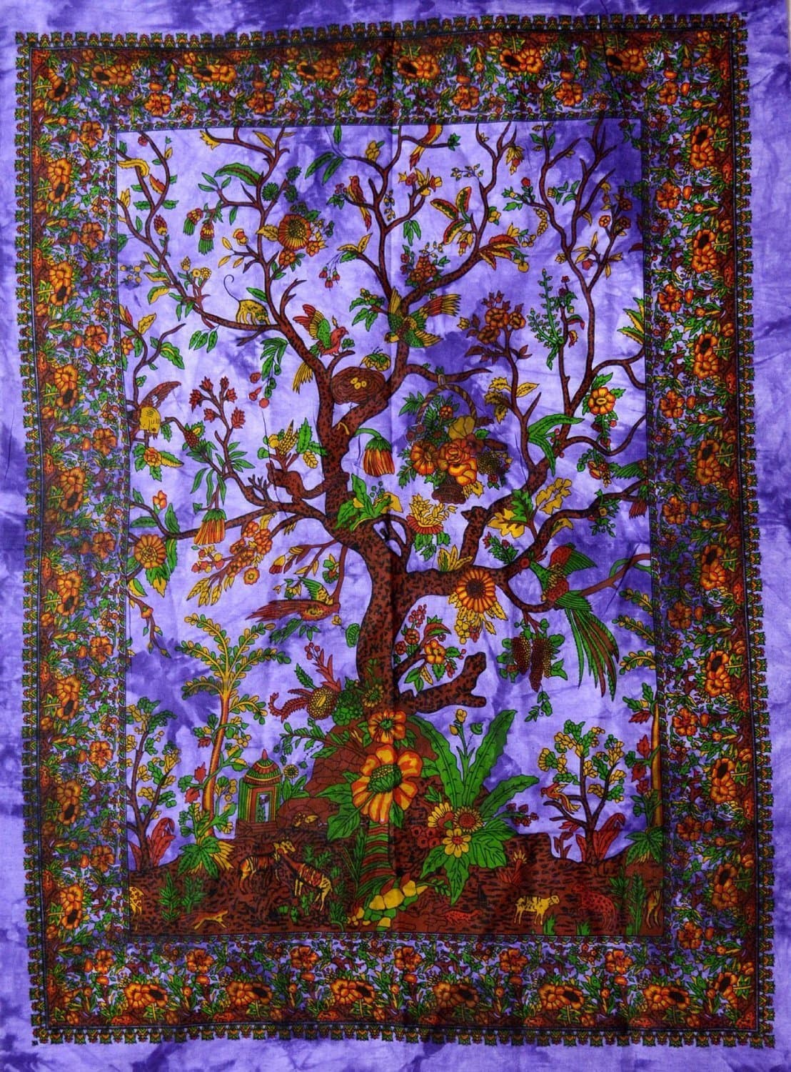 Shree Expo Tree of life hippie tapestries wall hangings indian dorm decoratives bohemian wall decor hangings beach throw picnic sheets (Purple)