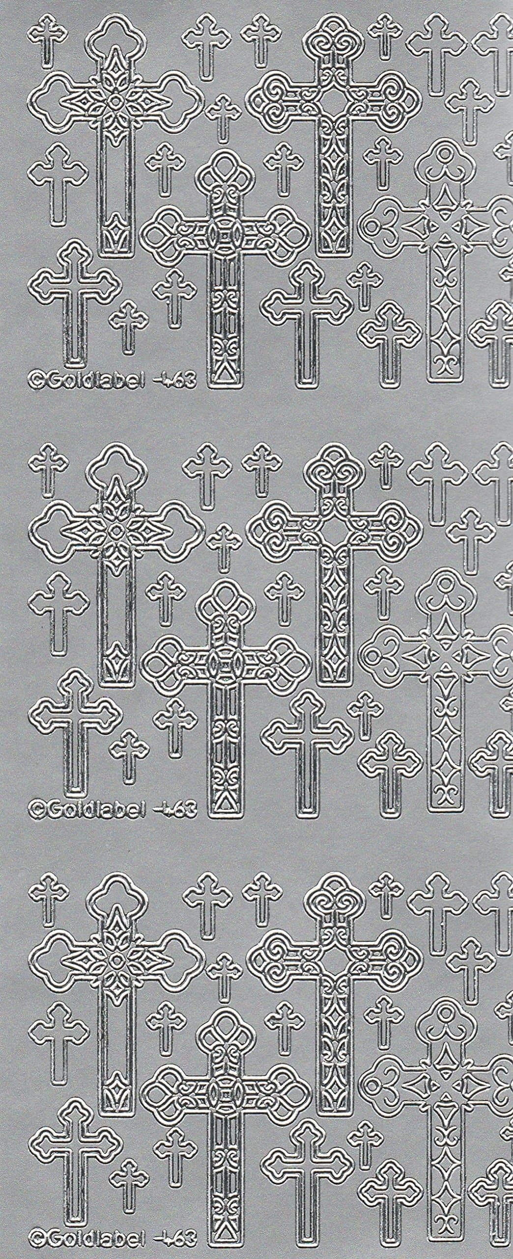 1 x SILVER Decorative Cross/Crosses Mix Peeloff Stickers Cardmaking, Scrapbooking Christmas, Religious 463