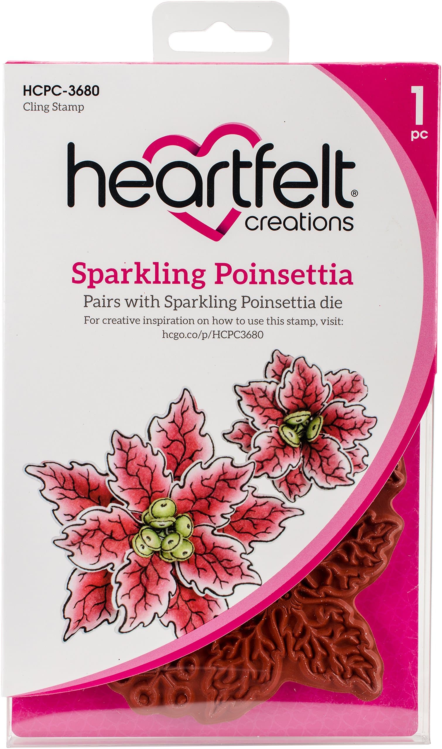 Heartfelt Creations Sparkling Poinsettia Cling Rubber Stamp