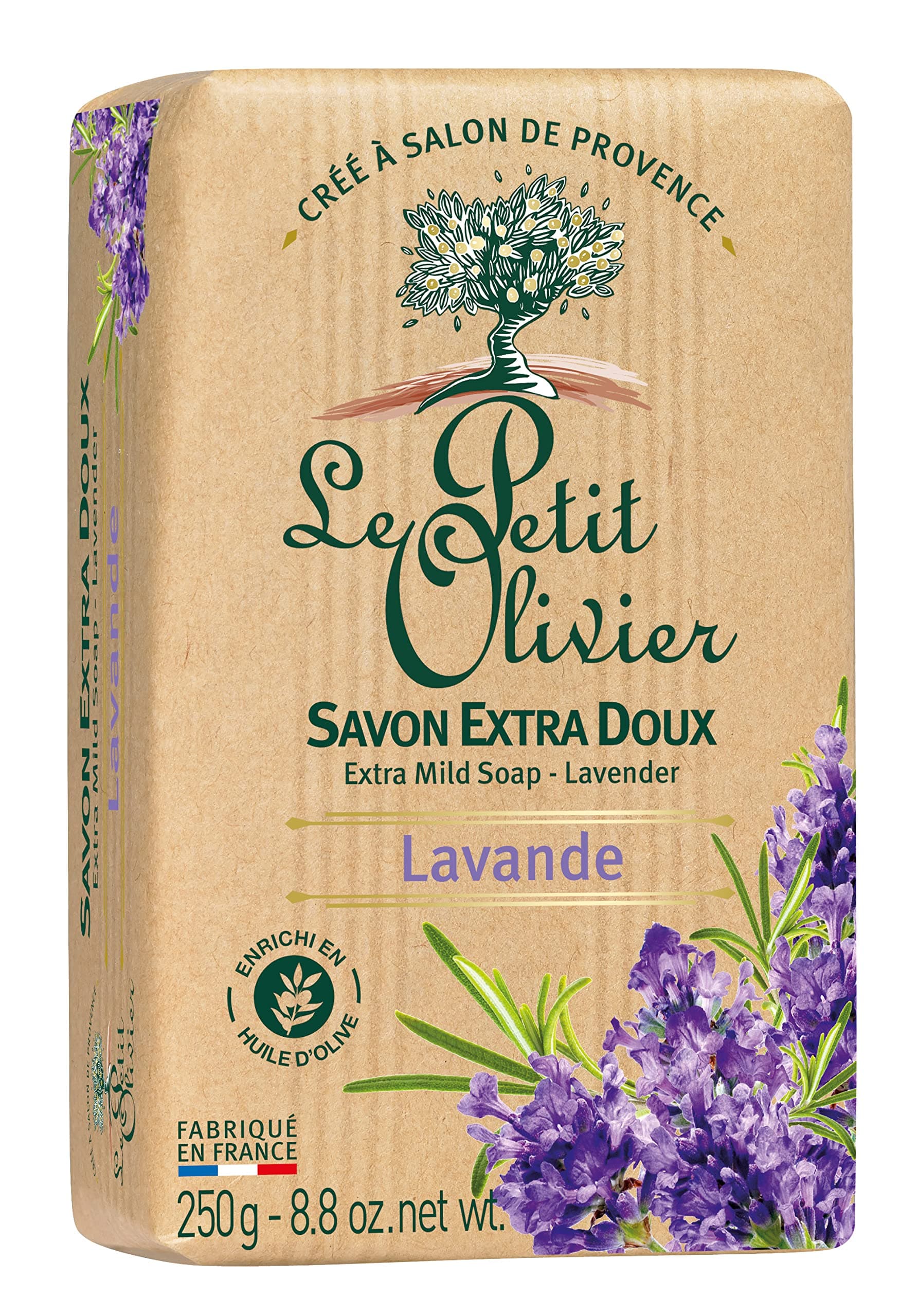 Extra Mild Soap - Lavender - Gently Cleanses Skin - Delicately Perfumed - Vegetable Origin Based - 8.8 Oz