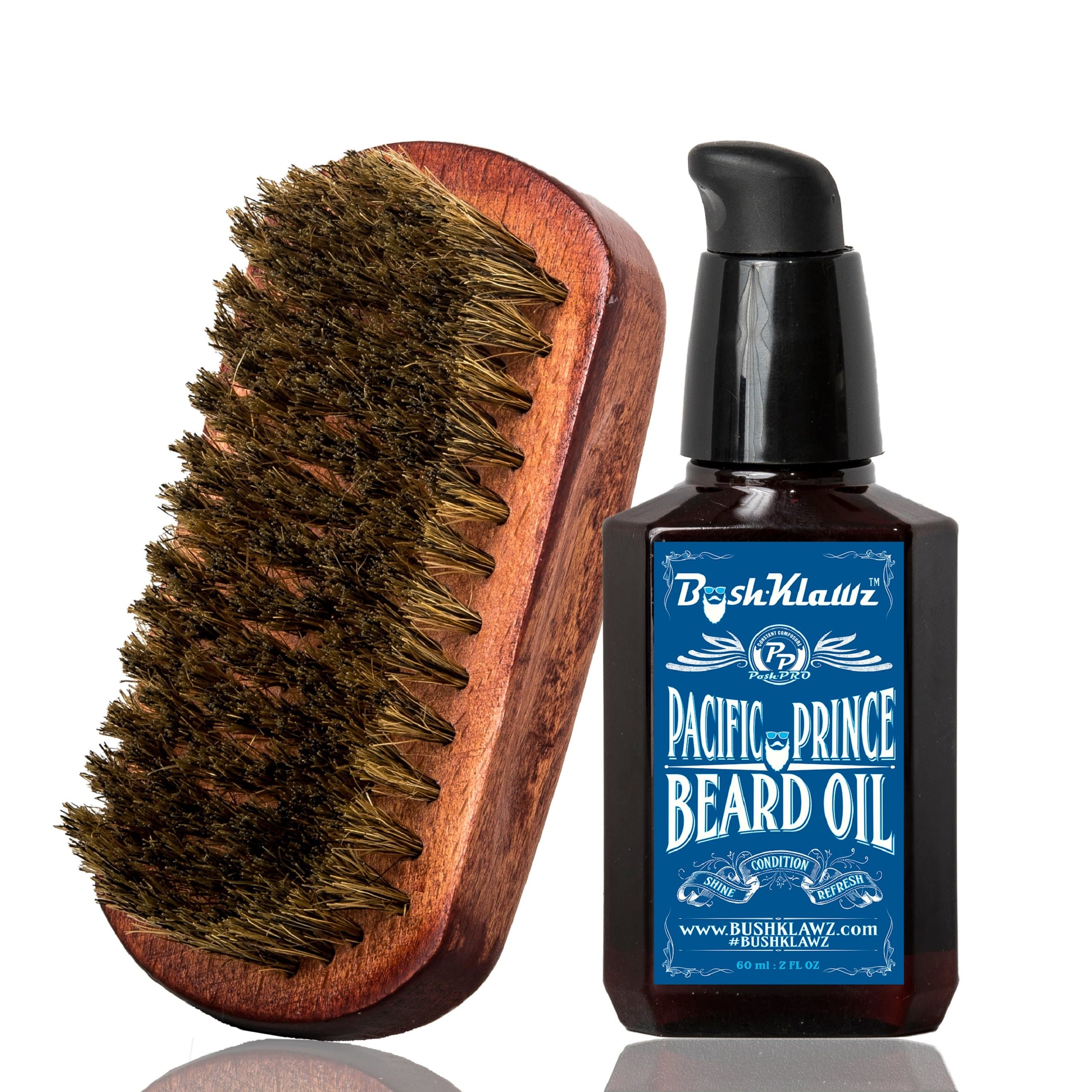 Pacific Prince Beard Oil Conditioner & BoarKlawz Beard Boar Brush Gift Set Beard Care Kit Men's Beard Grooming Bundle Set - Best Bearded Man Daily Grooming Starter Set