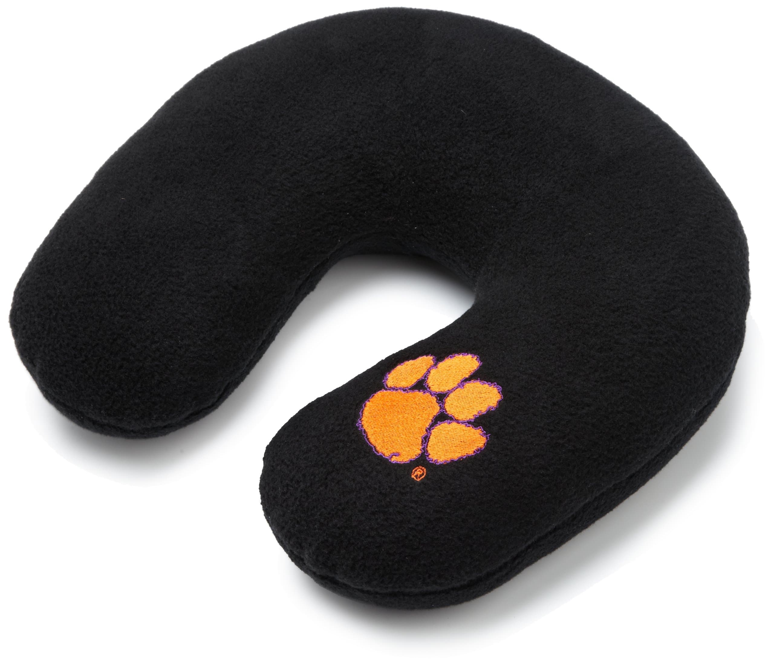 NCAA Clemson Tigers Embroidered U-Shaped Fleece Travel Neck Pillow, Black