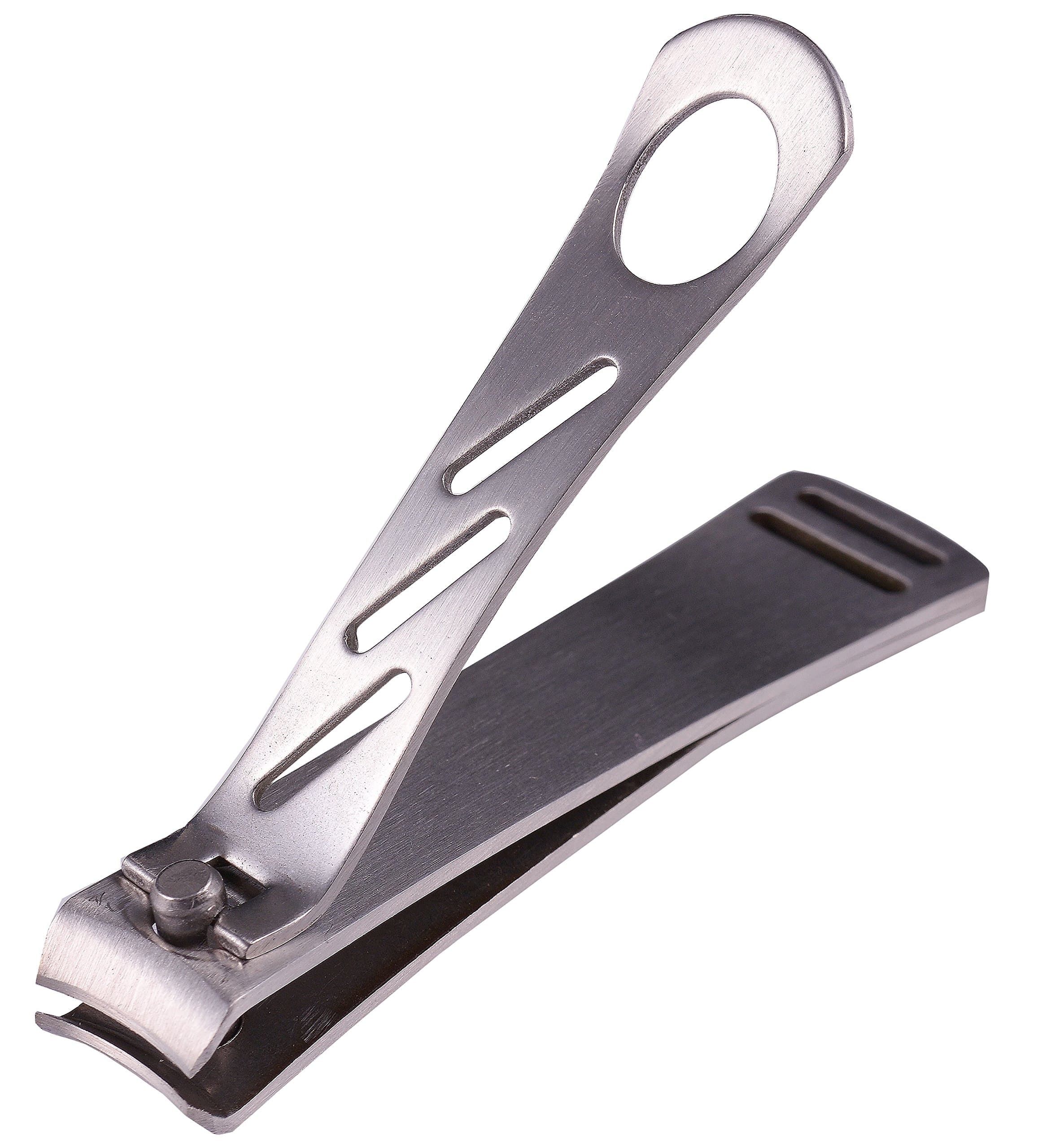 Large [3.35"] Sharp Non-slip Fingernail Clippers and Smooth Glass Nail File - Clean Cut with Only Gentle Pressure - For Men, Women and Seniors - Highest Quality Stainless Steel, By Klick Professional