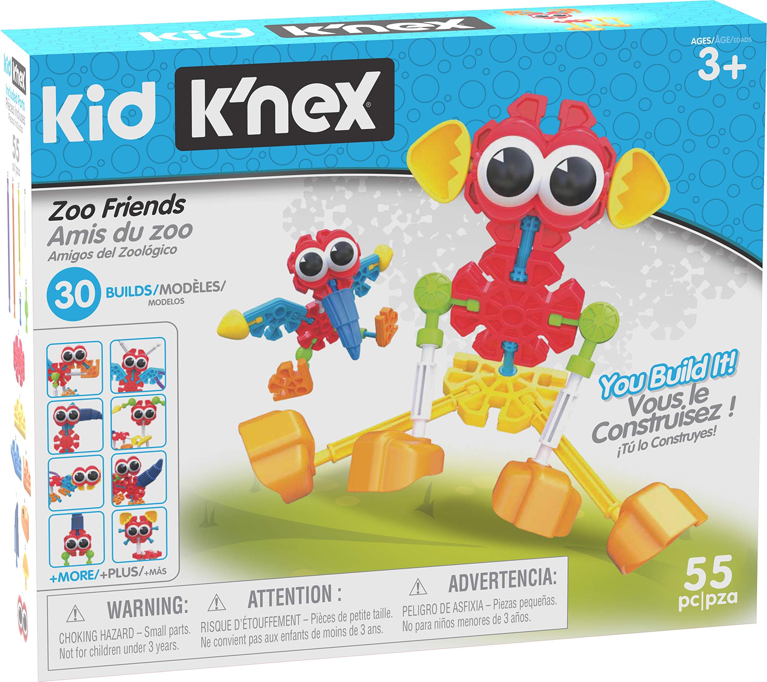 Kid K’NEX – Zoo Friends Building Set – 55 Pieces – Ages 3 and Up – Preschool Educational Toy (Amazon Exclusive)