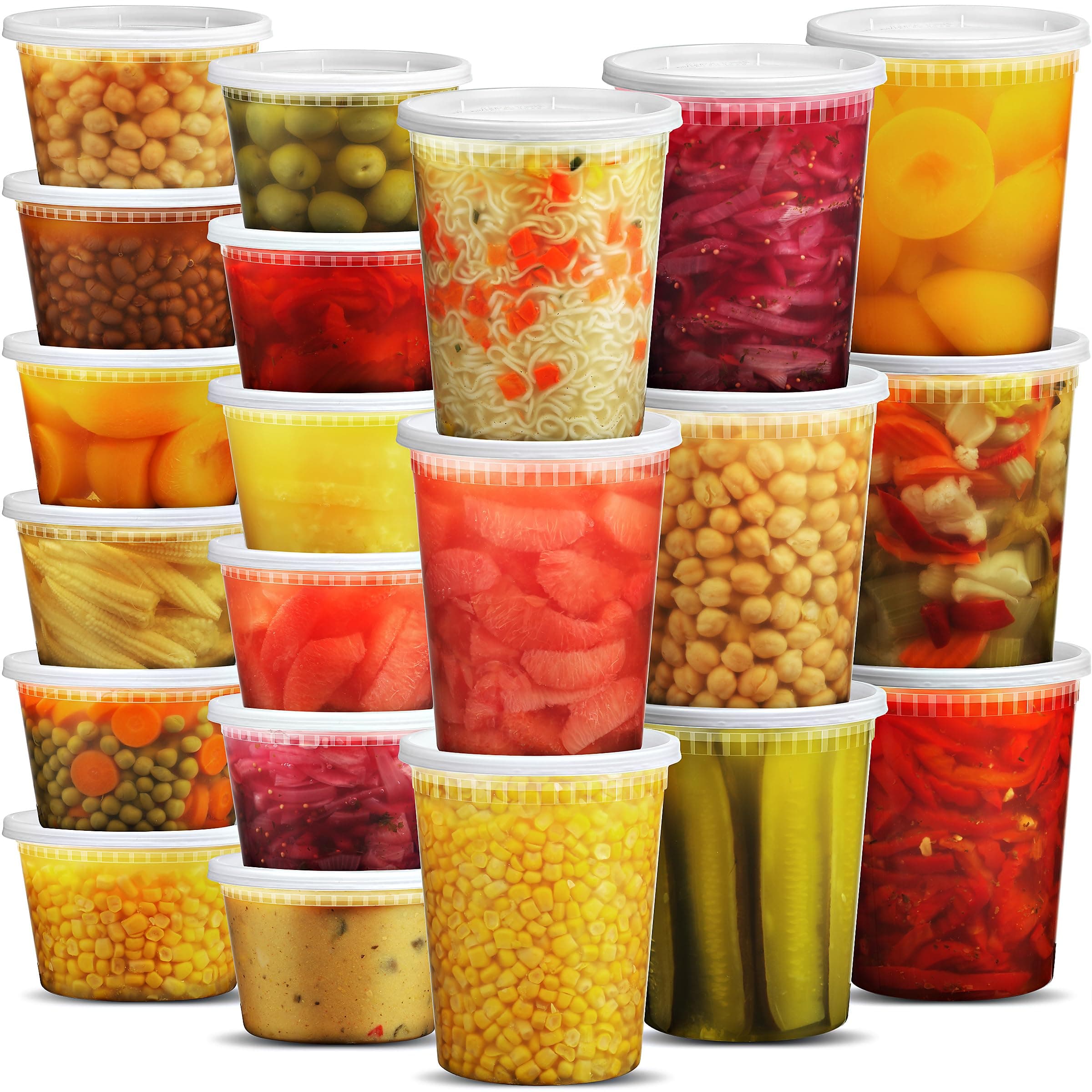 JoyServe Deli Food Containers with Lids - (48 Sets) 24-32 Oz Quart Size & 24-16 Oz Pint Size Airtight Food Storage Takeout Meal Prep Containers with 54 Lids, BPA-Free, Dishwasher, Microwave Safe